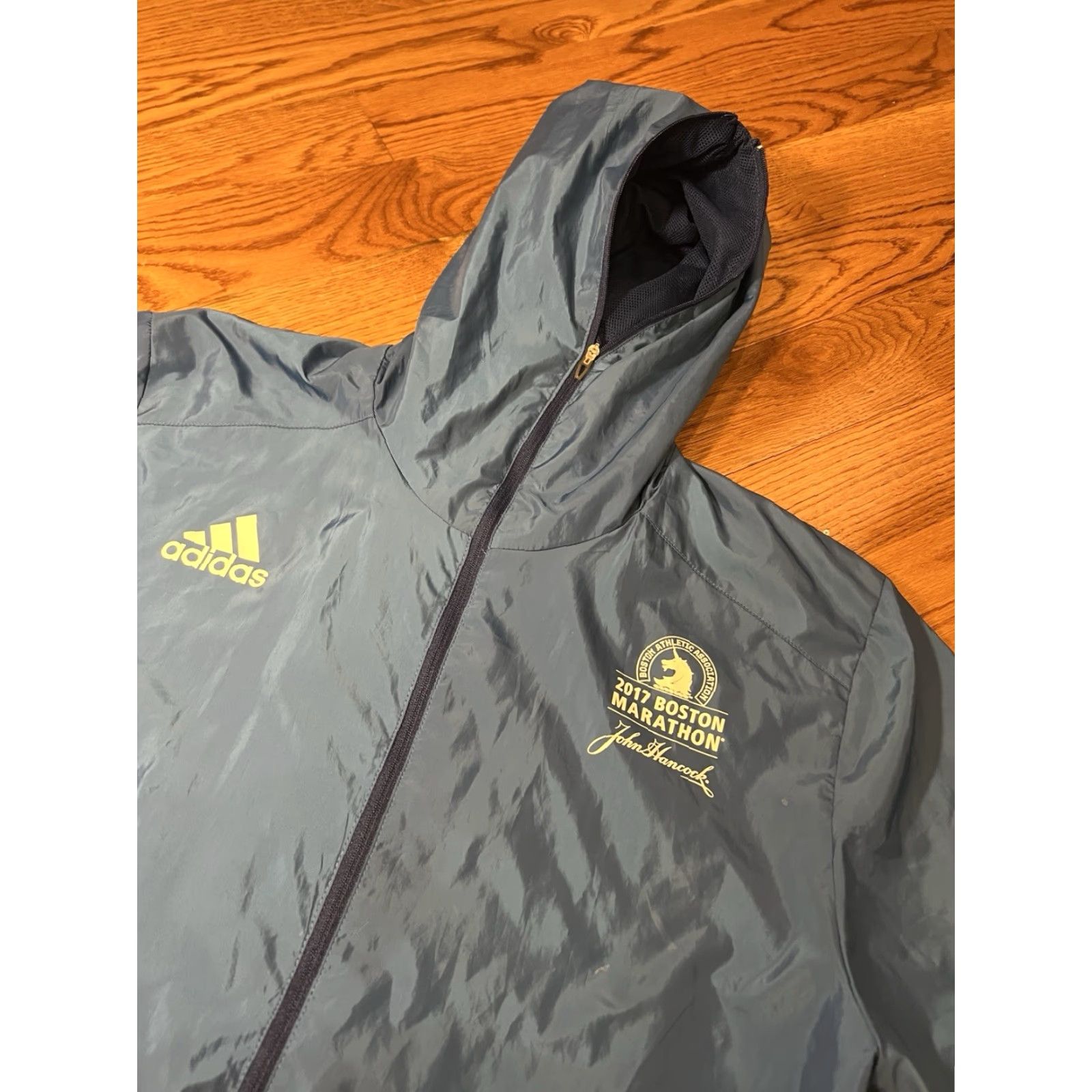 Adidas adidas Jacket Men M Blue Boston Marathon John Hancock 2017 Windbreaker Zip Hooded Full Zip Pockets Size US M / EU 48-50 / 2 - 3 Thumbnail
