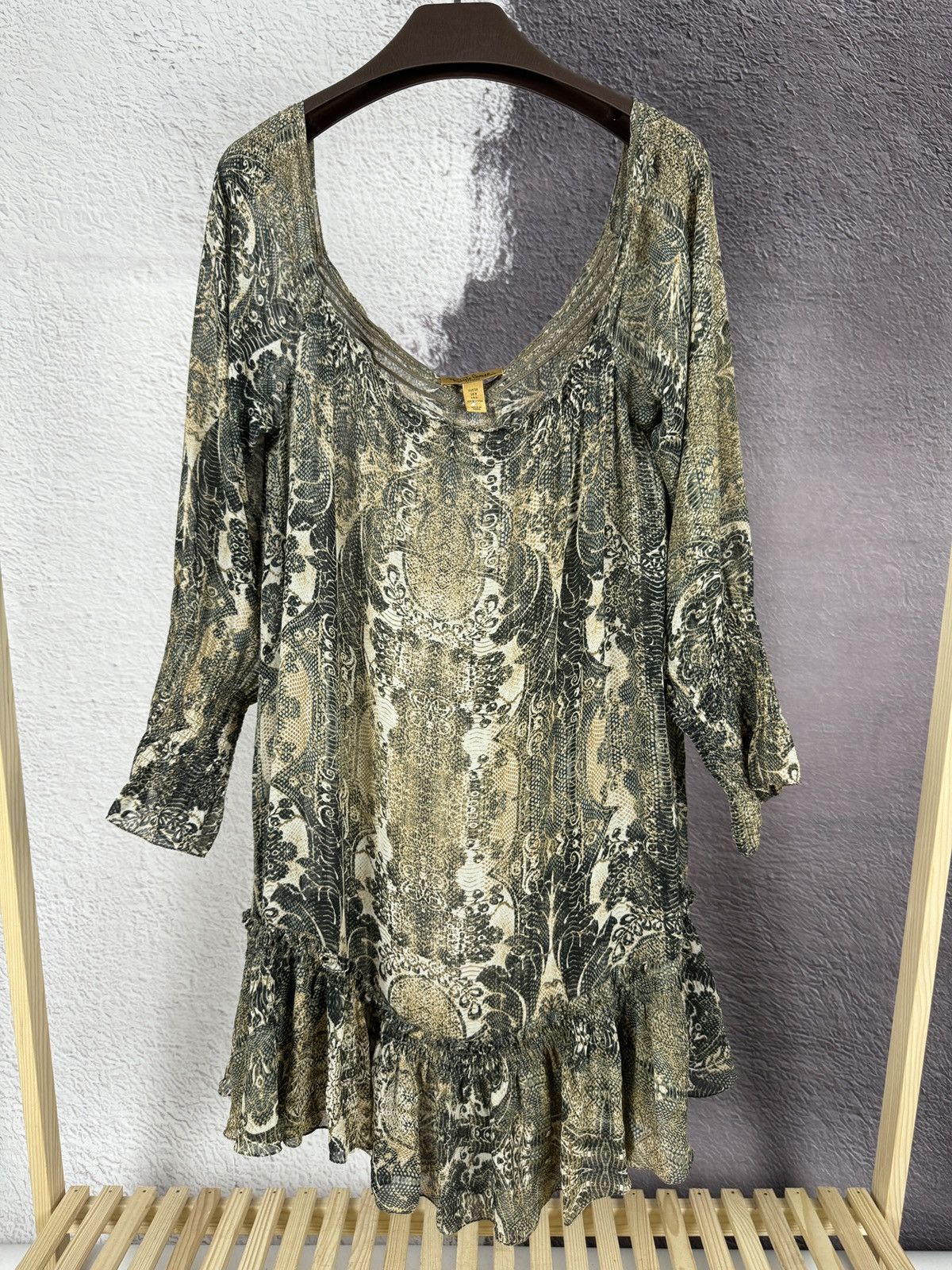 H&M Roberto Cavalli at H&M Shoulderless Dress Silk Ornament Size M / US 6-8 / IT 42-44 - 2 Thumbnail