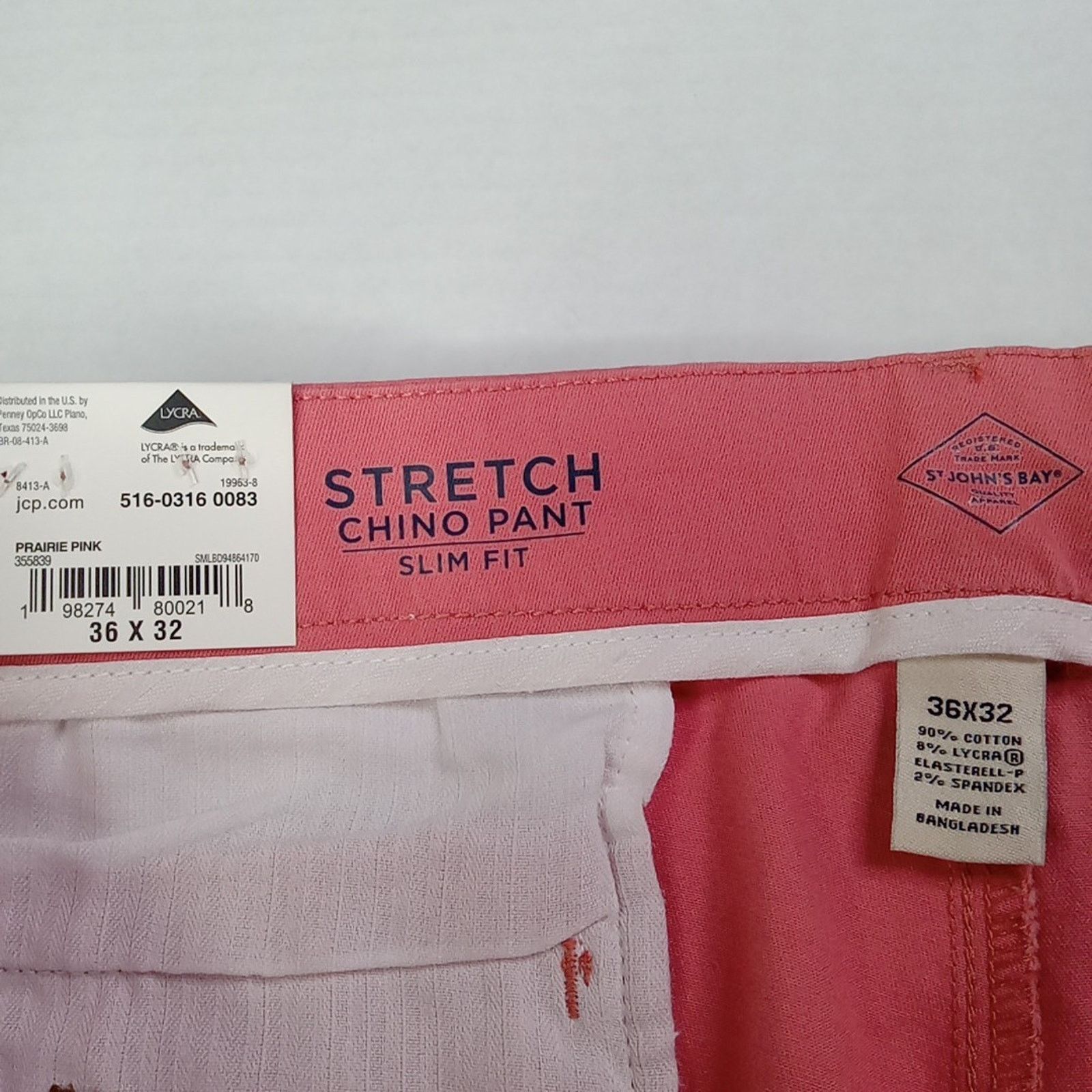 St. Johns Bay St John's Bay Stretch Chino Pants Men’s 36x32 Pink Slim NEW Size US 36 / EU 52 - 5 Thumbnail