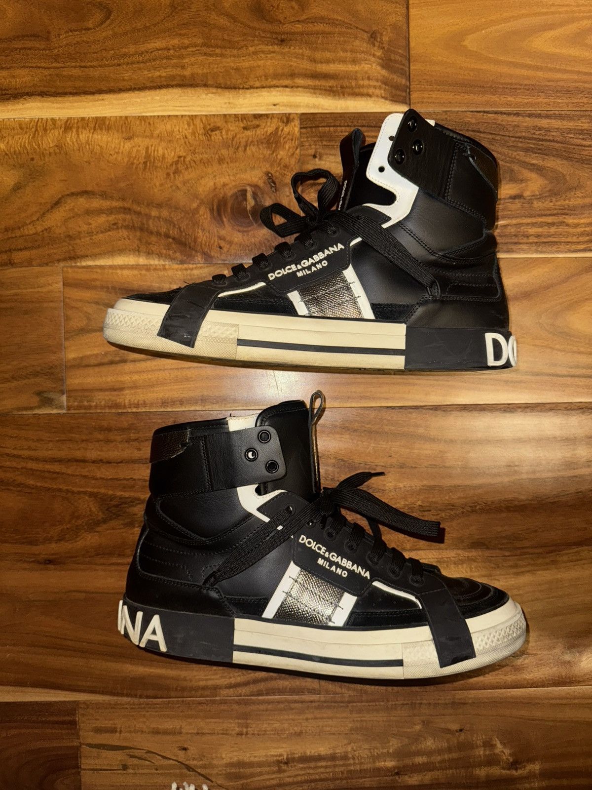 Dolce & Gabbana Calfskin 2.Zero Custom High-Top Sneakers in Black Size US 10 / EU 43 - 1 Thumbnail