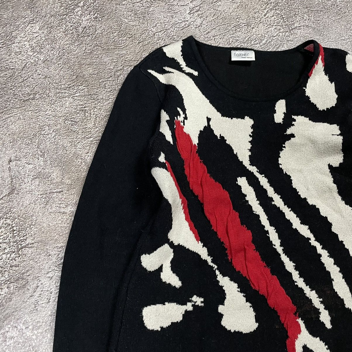 Vintage Vintage 90s Abstract Knit Sweater Black Grunge Skater Boxy M Size M / US 6-8 / IT 42-44 - 3 Thumbnail