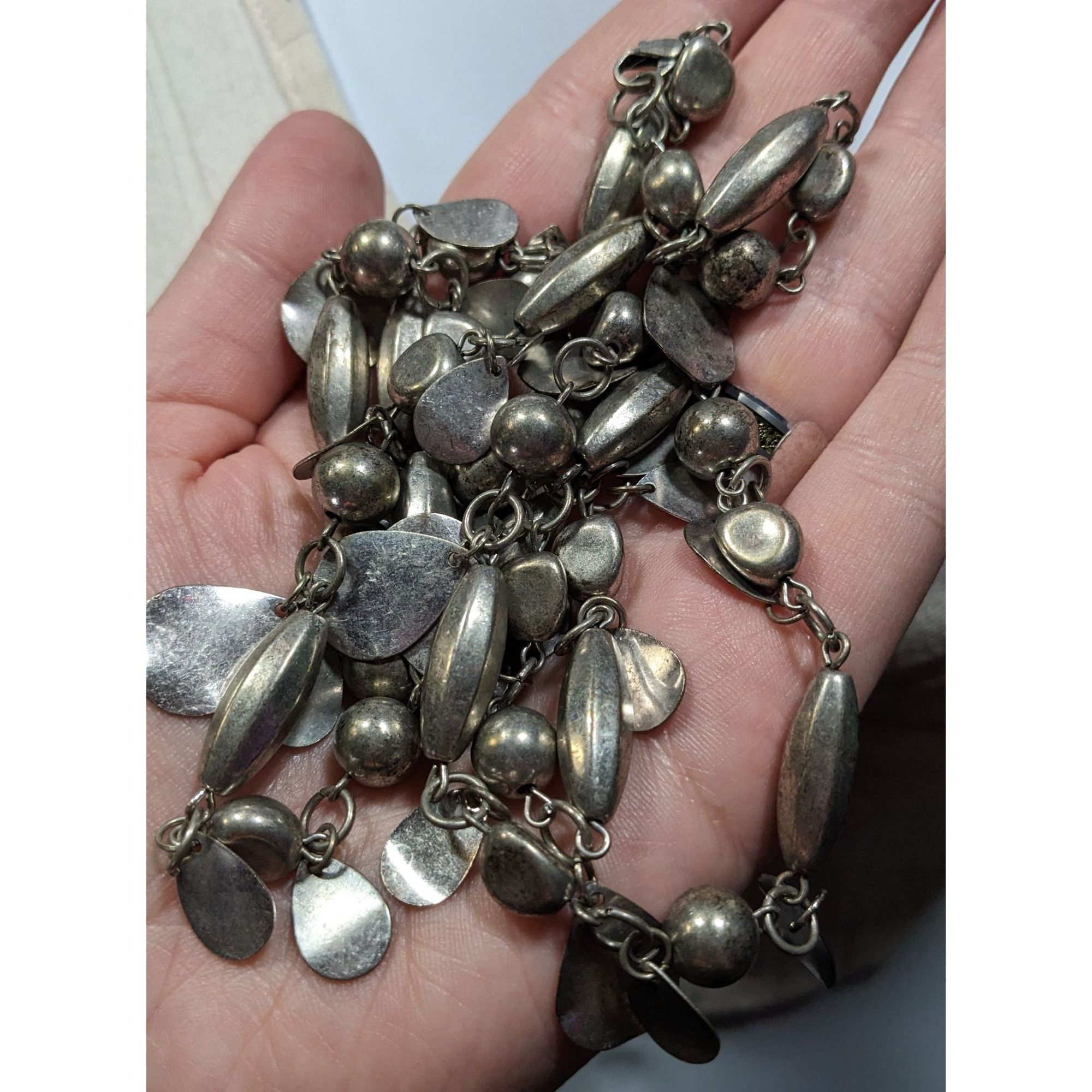 Other Abstract Metallic Bead Chain And Charm Necklace Silver Tone Size ONE SIZE - 3 Thumbnail