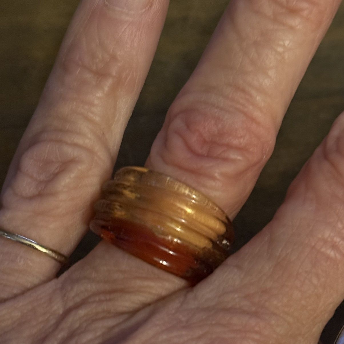 Vintage Vintage amber blown glass cuff ring Size ONE SIZE - 4 Thumbnail
