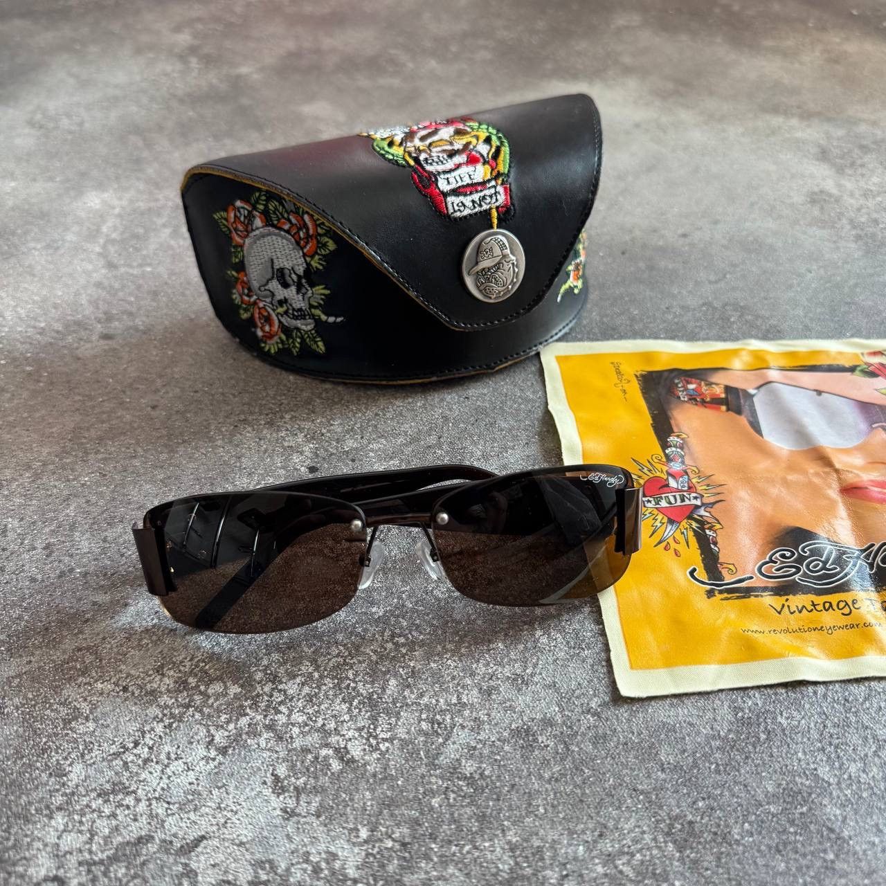 Christian Audigier ED HARDY Black Sunglasses VINTAGE ✰RARE ARCHIVE ED HARDY SHIELD SUNGLASSES✰ Ed Hardy  main image 2