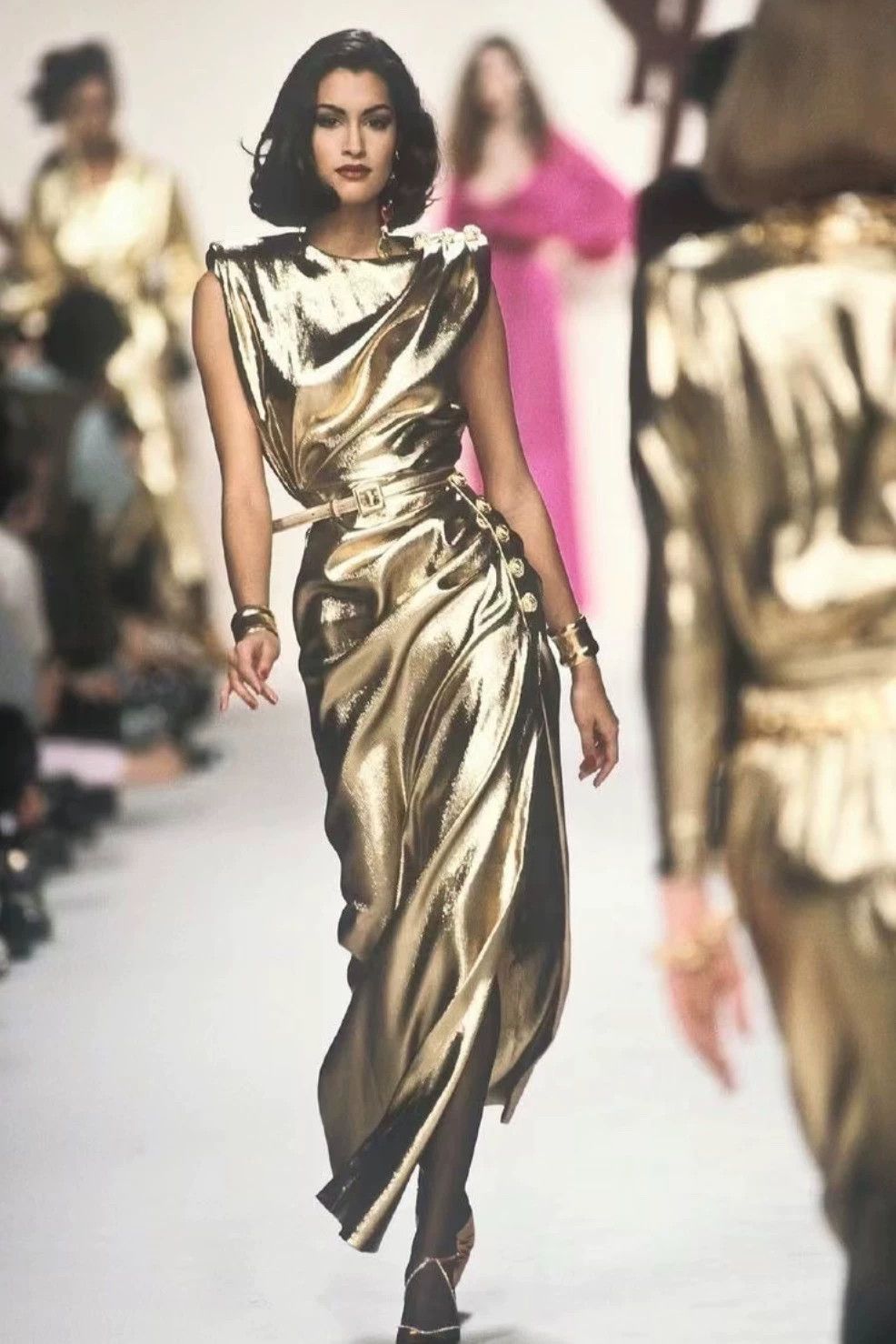 Yves Saint Laurent YSL Rive Gauche Vintage Gold Python Square Buckle Belt W2cm Size ONE SIZE - 8 Thumbnail