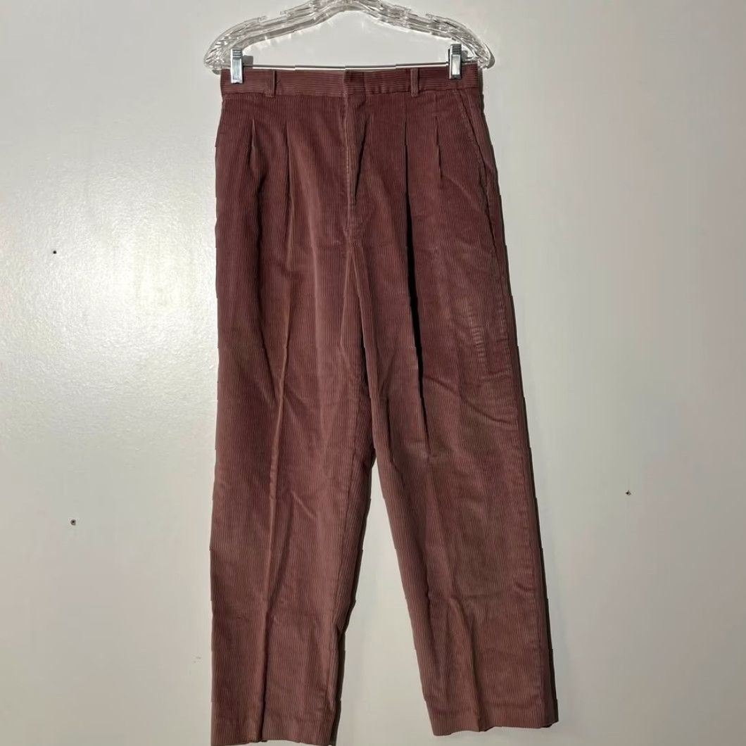 American Eagle Outfitters VINTAGE American Eagle Outfitters Pink Corduroy Straight Leg Pleated Trouser Women's 12 Size 34" / US 12 / IT 48 - 2 Thumbnail
