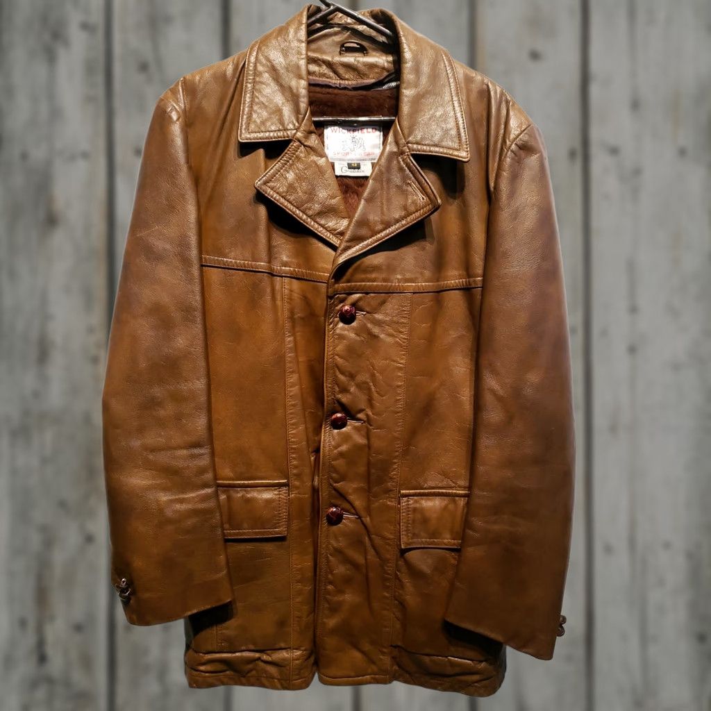 Vintage VINTAGE Wickfield Sportswear Goatskin 70s Genuine Brown Lined Leather Jacket Mens 42 Size US XS / EU 42 / 0 - 1 Thumbnail