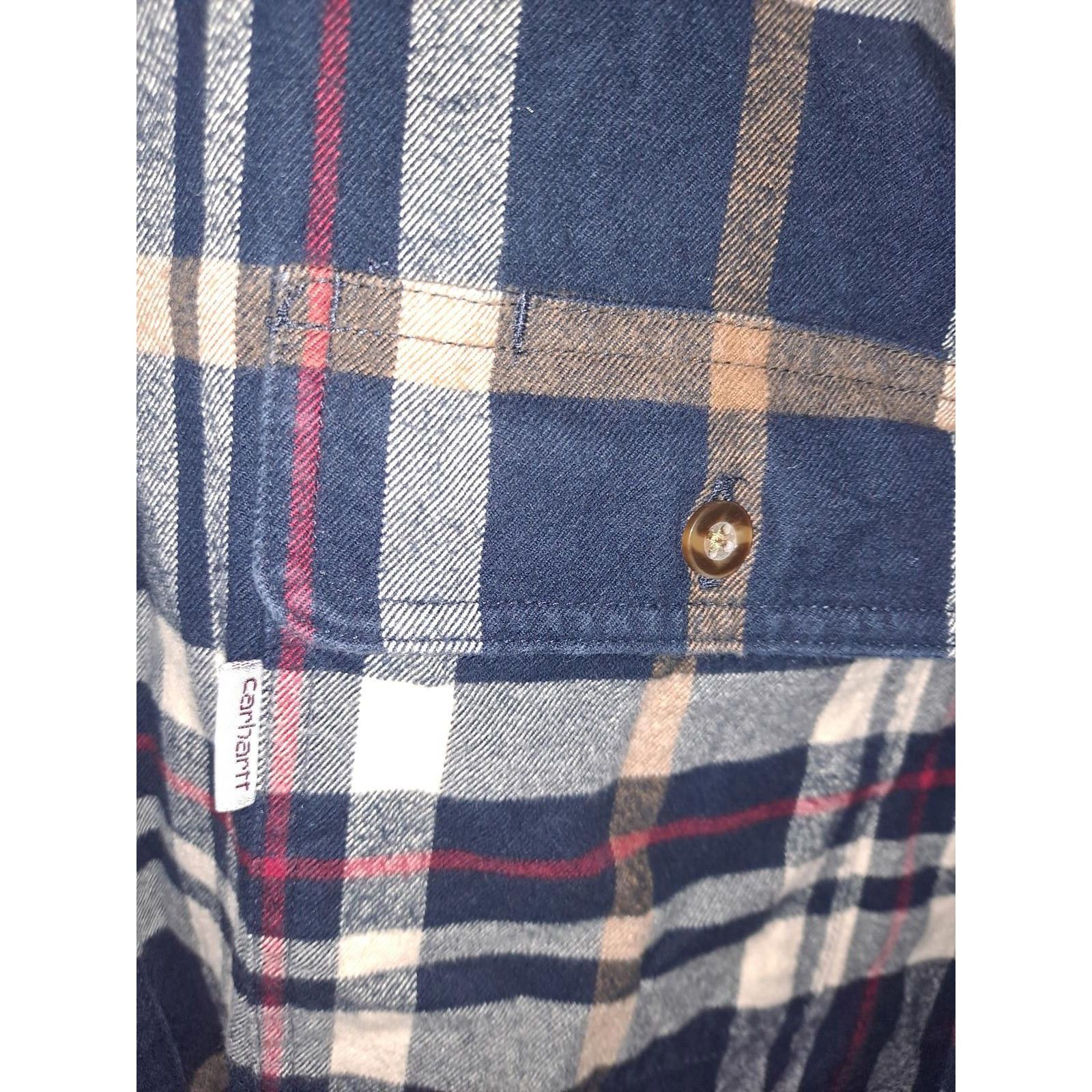 Carhartt Carhartt Original Fit Button Up Blue Tan White Red Flannel S Size US XL / EU 56 / 4 - 2 Thumbnail