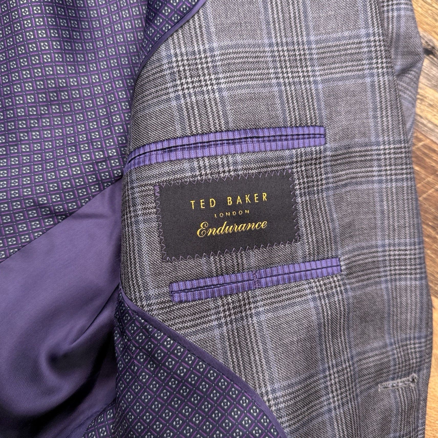 Ted Baker Ted Baker Sport Coat Blazer 42 Long Gray Plaid Wool Men Jacket Coat Formal Wedding Size 42R - 3 Thumbnail