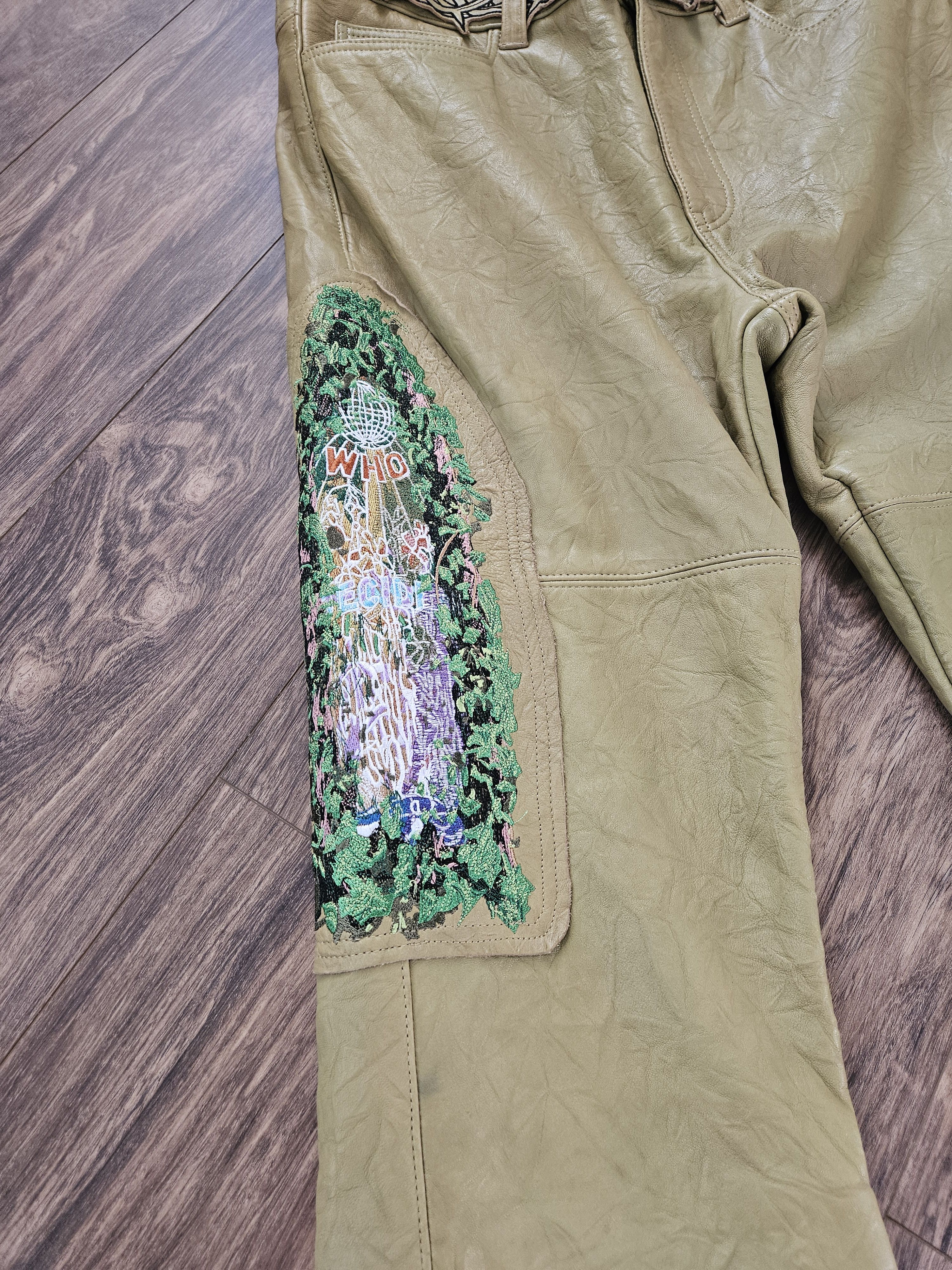 Who Decides War Who Decides War Garden Glass Thorned Tan Leather Pants Size US 34 / EU 50 - 3 Thumbnail