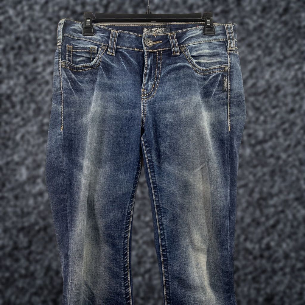 Silver Jeans Co. Silver Suki Mid Straight Jeans Womens 32x30 Dark Wash Stretch Fluid Denim Size 24" / US 00 / IT 34 - 1 Thumbnail