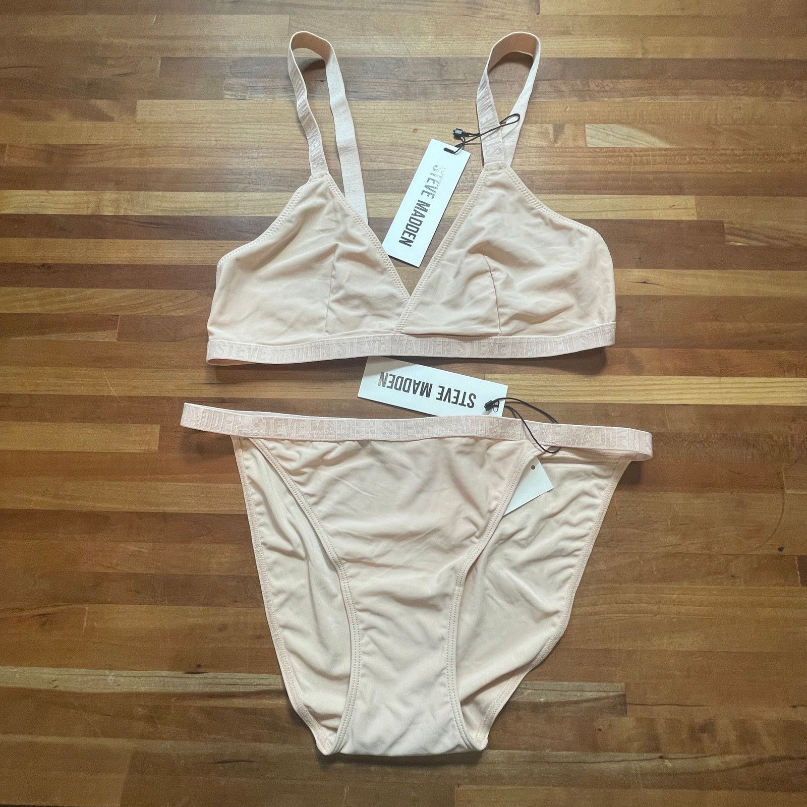 Steve Madden Steve Madden Women’s Triangle X-Back Bra/panty set, tan m Size ONE SIZE - 1 Thumbnail
