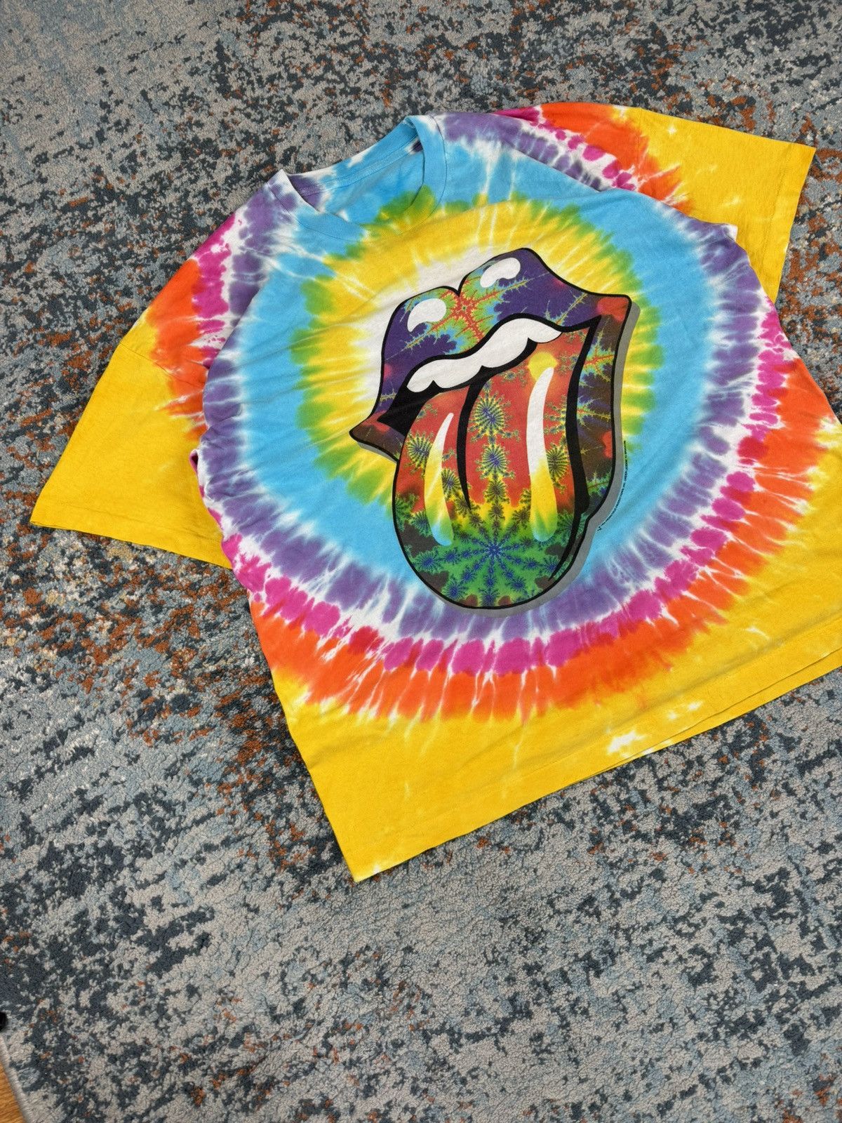 Band Tees × Vintage Vintage 1994 The Rolling Stones tongue rainbow tie dye tee Size US XL / EU 56 / 4 - 3 Thumbnail