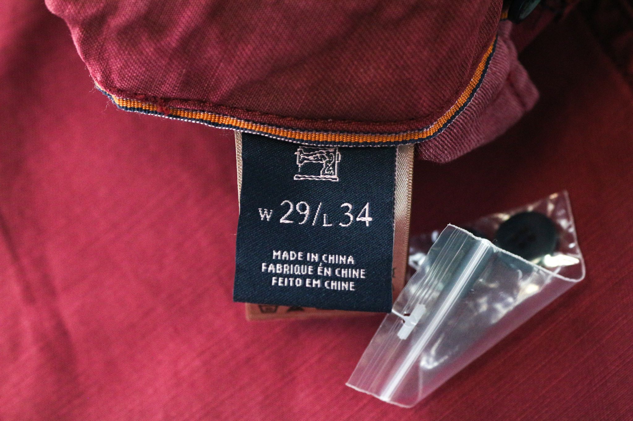 Scotch & Soda THEON W29/L34 Slim Taper Cotton Burgundy Trousers 75456 Size US 29 - 6 Thumbnail