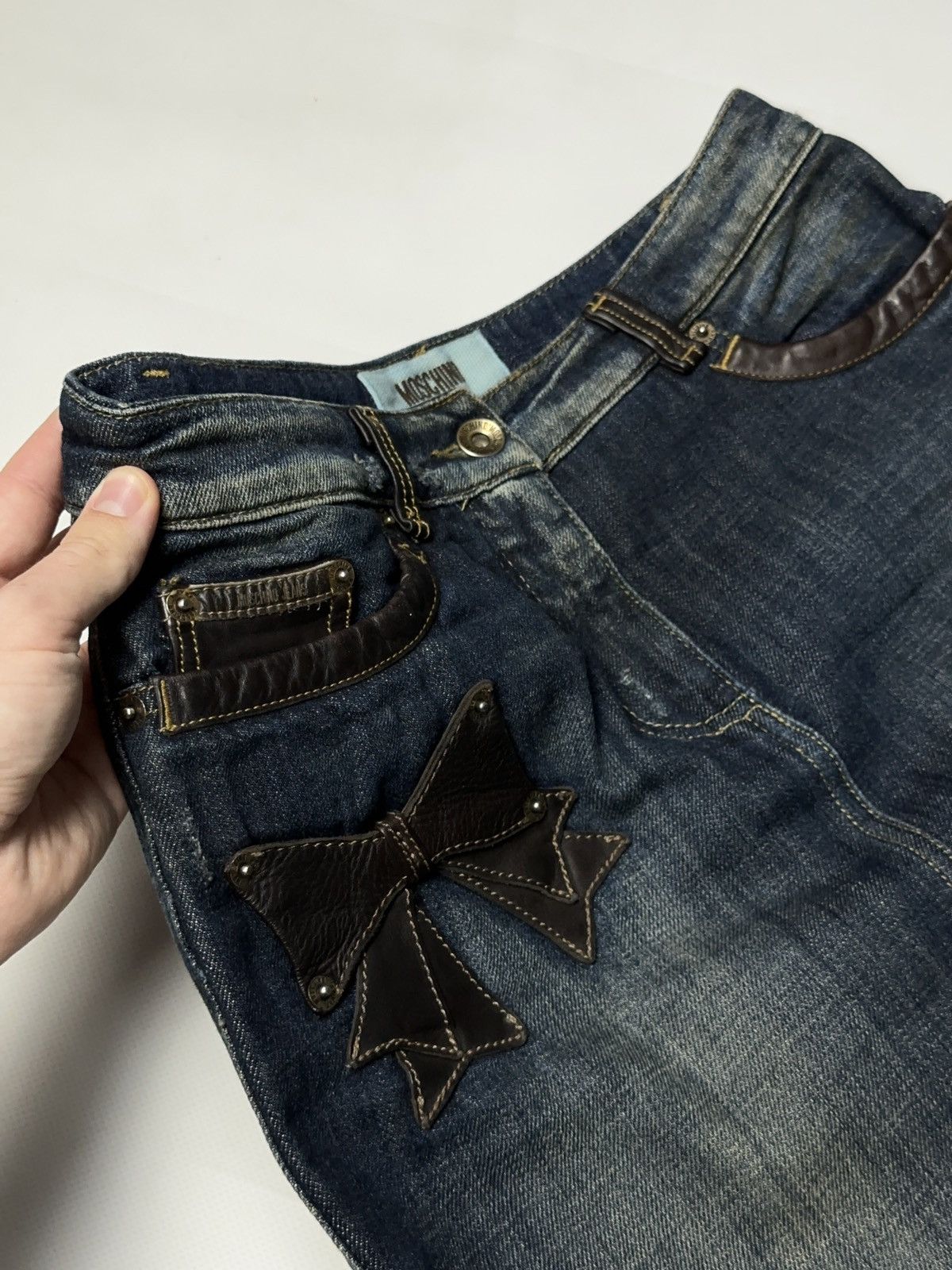 Moschino Rare Vintage Moschino Jeans Skirt with leather bow Y2K Size 28" / US 6 / IT 42 - 5 Thumbnail