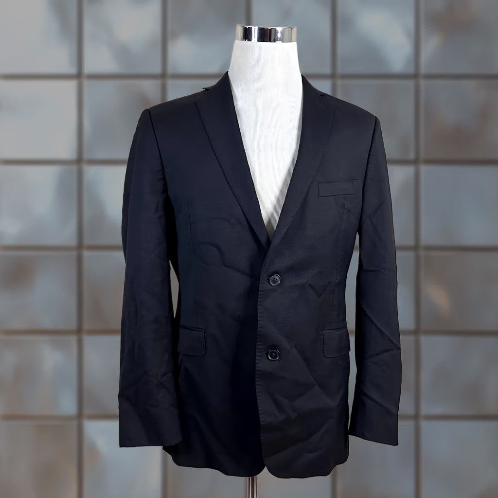 Saks Fifth Avenue Saks Fifth Ave Sport Coat 42R Wool Black Two-Button Double Vented Notch Lapel Fully Lined Regular Mens Jacket Coat Size US XS / EU 42 / 0 - 1 Thumbnail