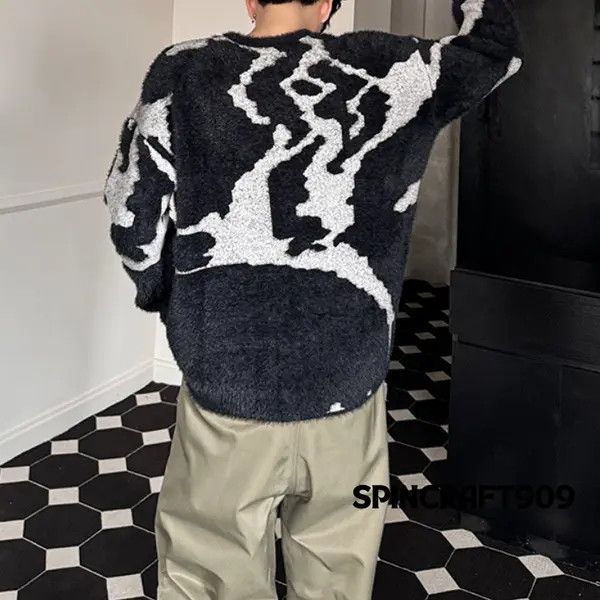 VIBE Graphic y2k Style Striped Knit Sweater Size US L / EU 52-54 / 3 - 6 Thumbnail