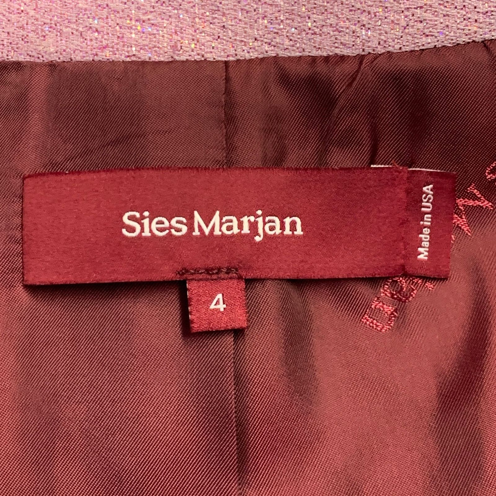 Sies Marjan Pink Polyester Blend Metallic Notch Lapel Jacket Blazer Size S / US 4 / IT 40 - 9 Thumbnail