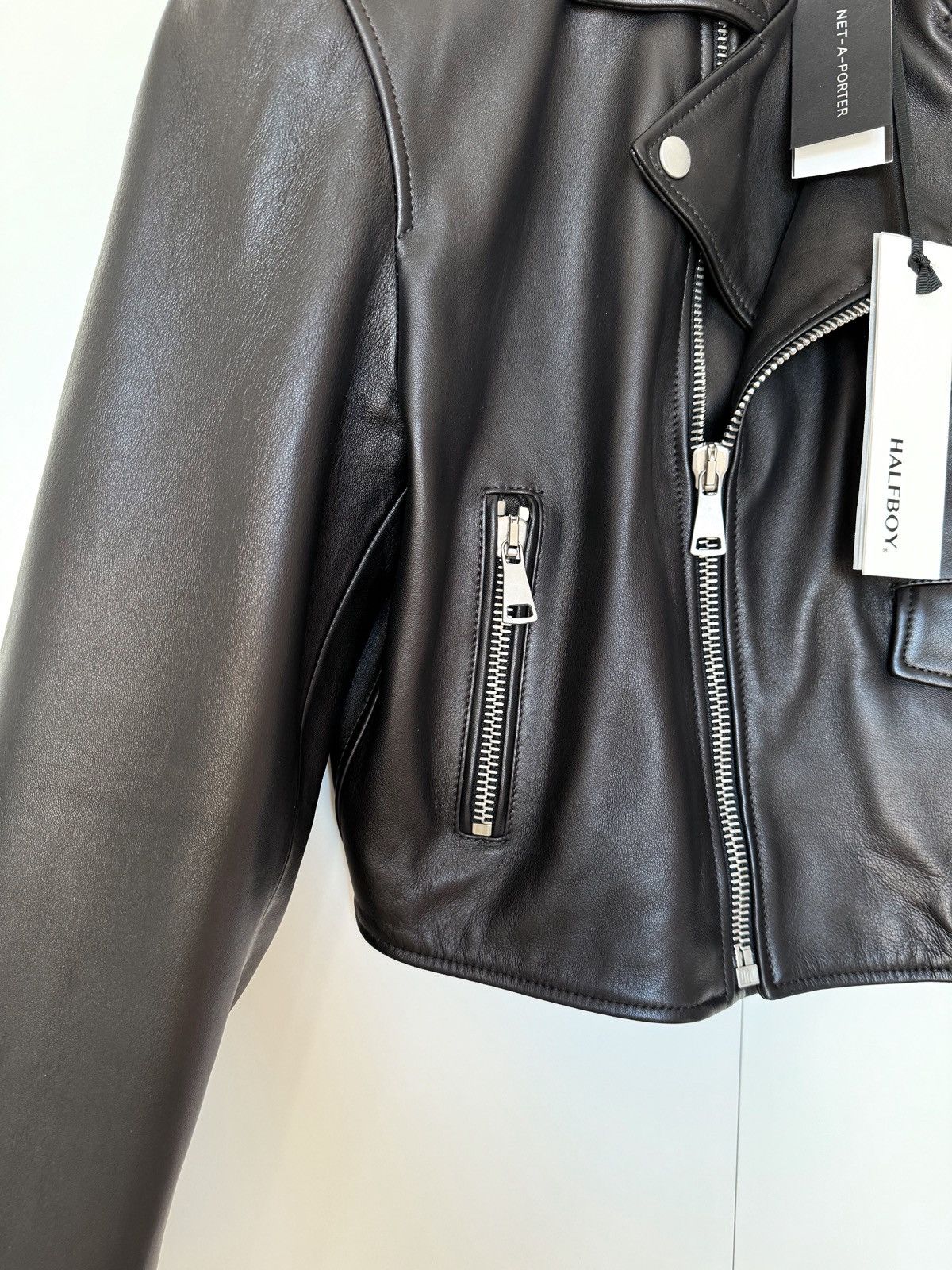 Other Halfboy Chiodo cropped biker jacket black leather Size S / US 4 / IT 40 - 12 Thumbnail