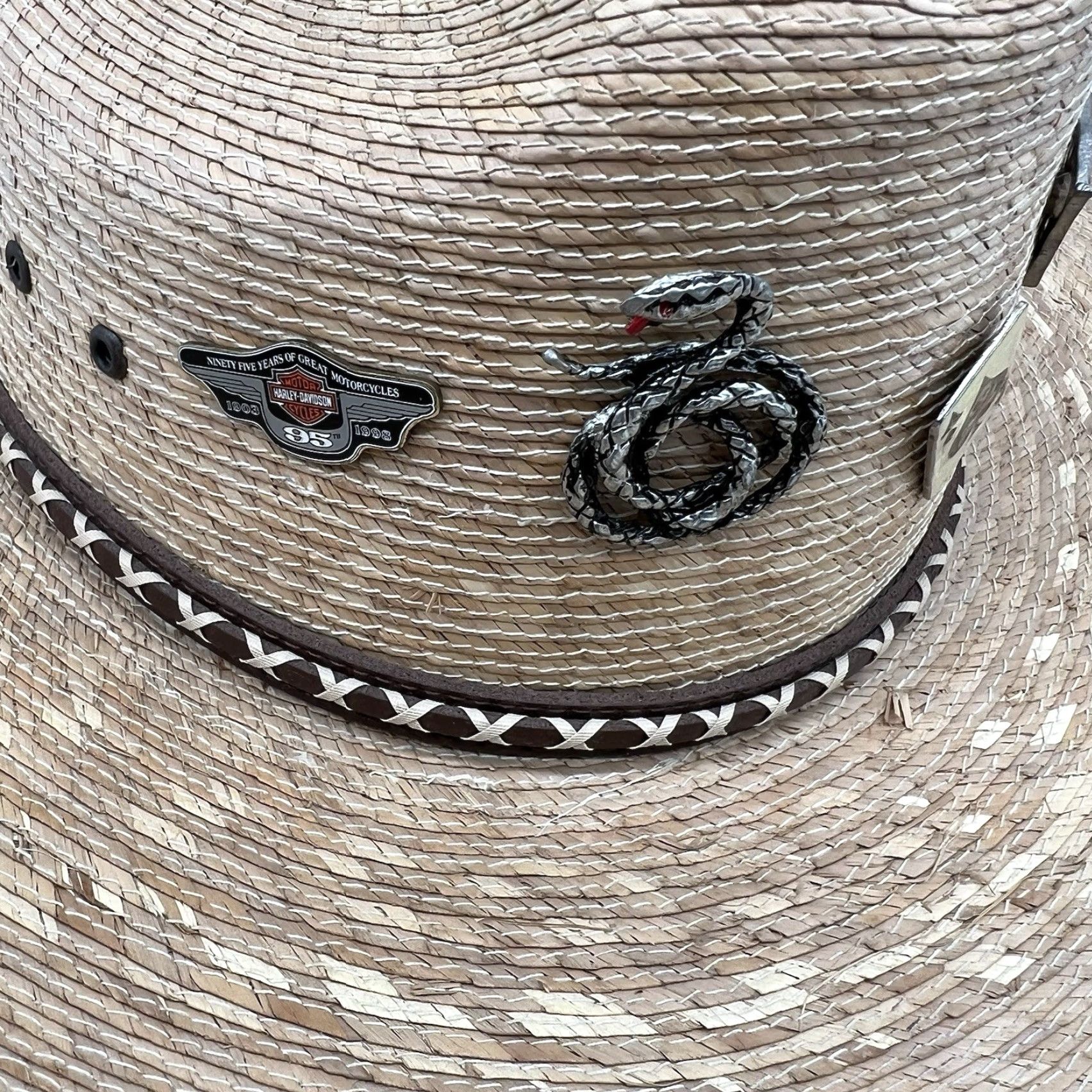 Vintage RESISTOL Cowboy Hat Brown Natural Size 7-1/4 Woven Palm Mens Western Casual Size ONE SIZE - 4 Thumbnail