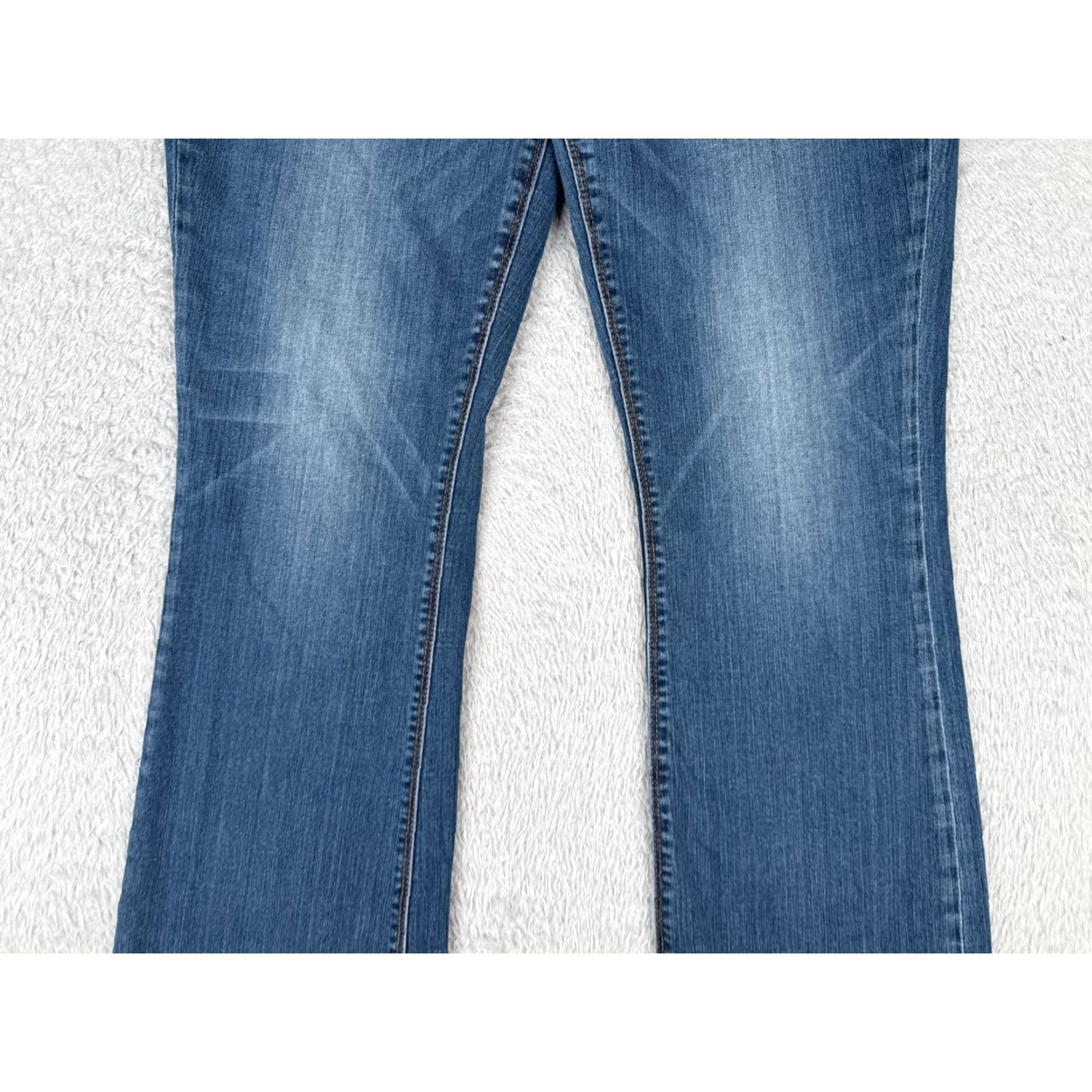 Vintage Seven7 Women's Slim Bootcut Jeans 14 Blue Denim Cotton Blend Low Rise Authentic Designer 2000s Size 36" / US 14 / IT 50 - 3 Thumbnail