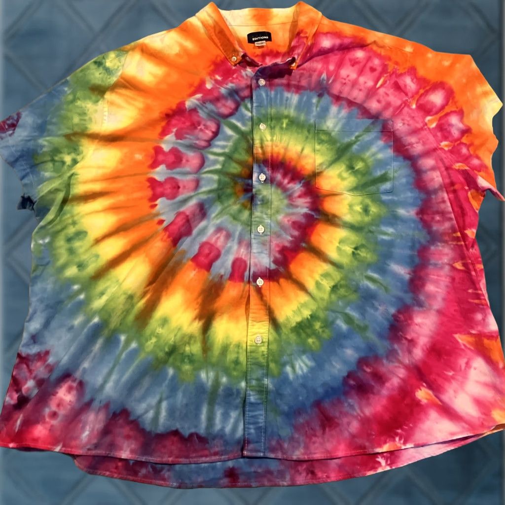 Basic Editions Basic Editions SPIRAL TIE DYE BUTTON DOWN SHIRT SHORT SLEEVE 4XL WOW Size US XXL / EU 58 / 5 - 1 Thumbnail