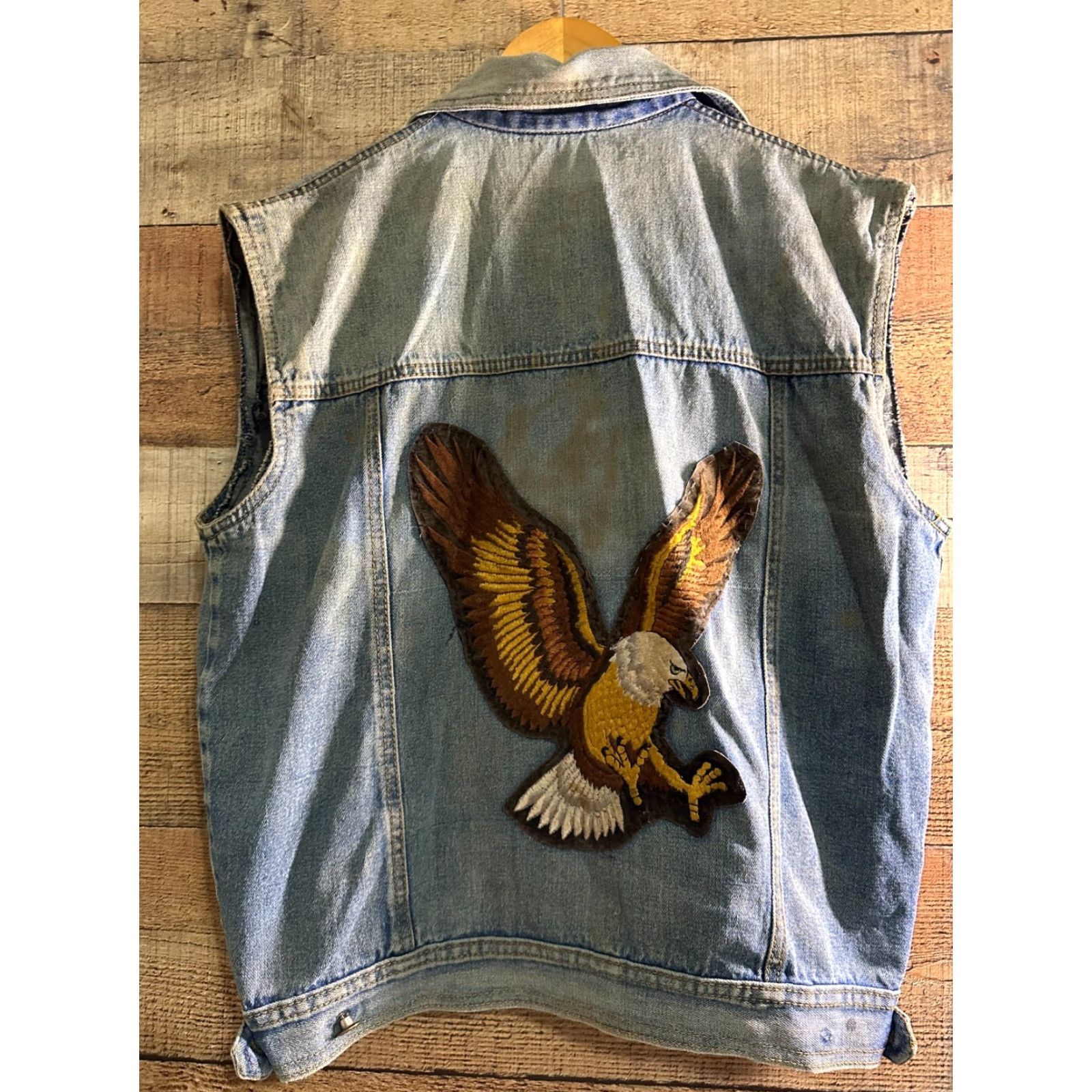 Yamaha VINTAGE Harley-Davidson Motorcycle Denim Vest Large Distressed Blue 70s Men Vest Biker Motorcycle Theme NM? Size US L / EU 52-54 / 3 - 3 Thumbnail