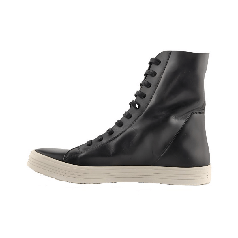 Rick Owens Rick Owens Black Leather High Top Sneakers Men's 42.5 Size US 9.5 / EU 42-43 - 1 Thumbnail