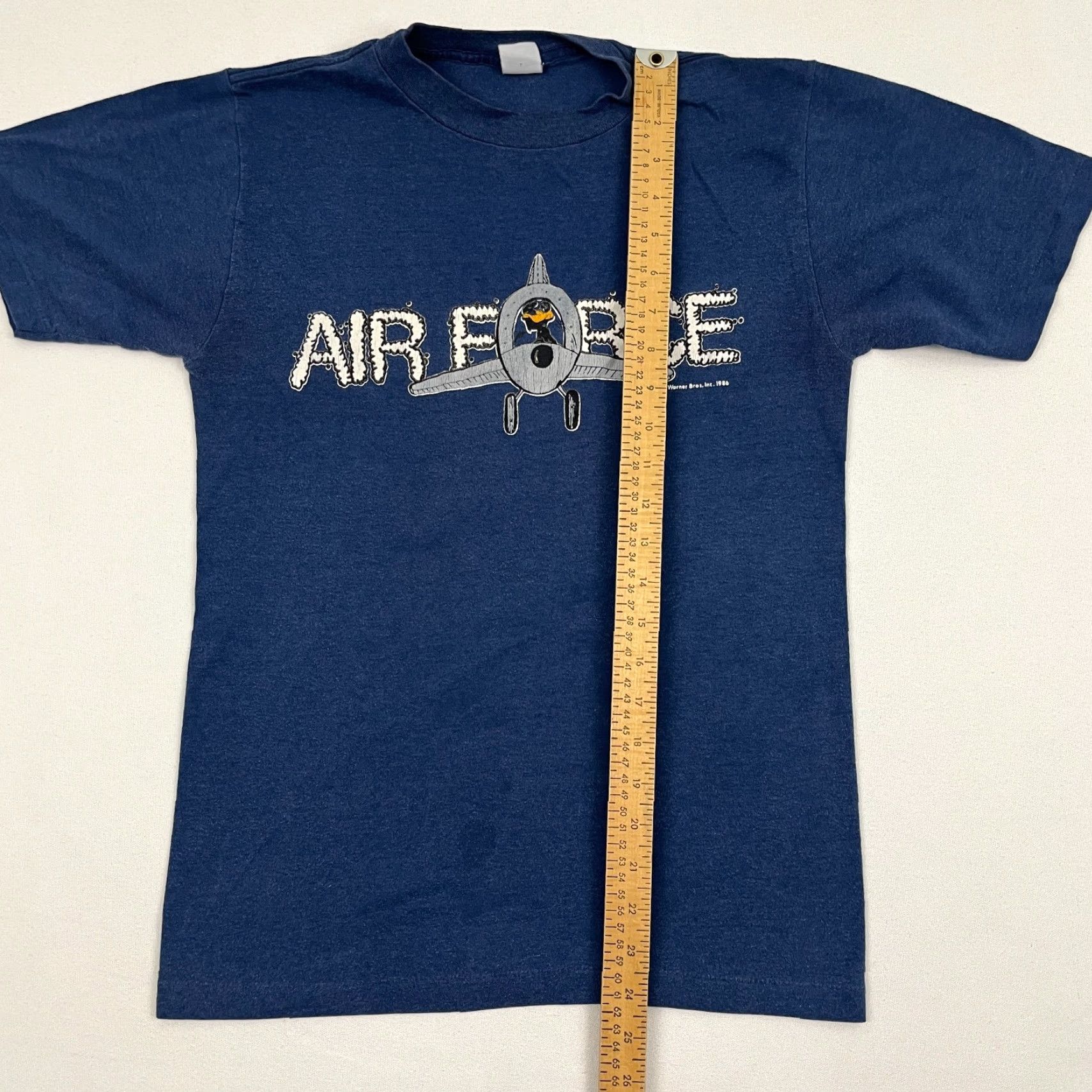 Vintage VTG 80s USAF Air Force Shirt Adult S Blue Warner Bros Daffy Duck Single Stitch Mens Short Sleeve Crew Neck Graphic Print Logo Classic 80s Size US S / EU 44-46 / 1 - 4 Thumbnail