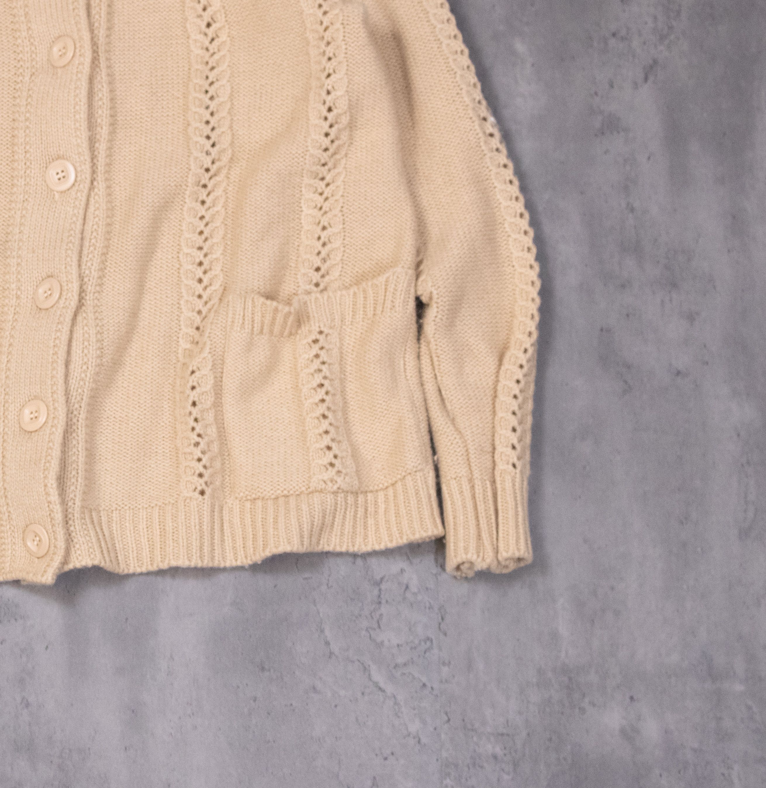 Vintage Vintage 1980's Cable Knit Collared Cardigan Cream Sweater Size US M / EU 48-50 / 2 - 4 Thumbnail
