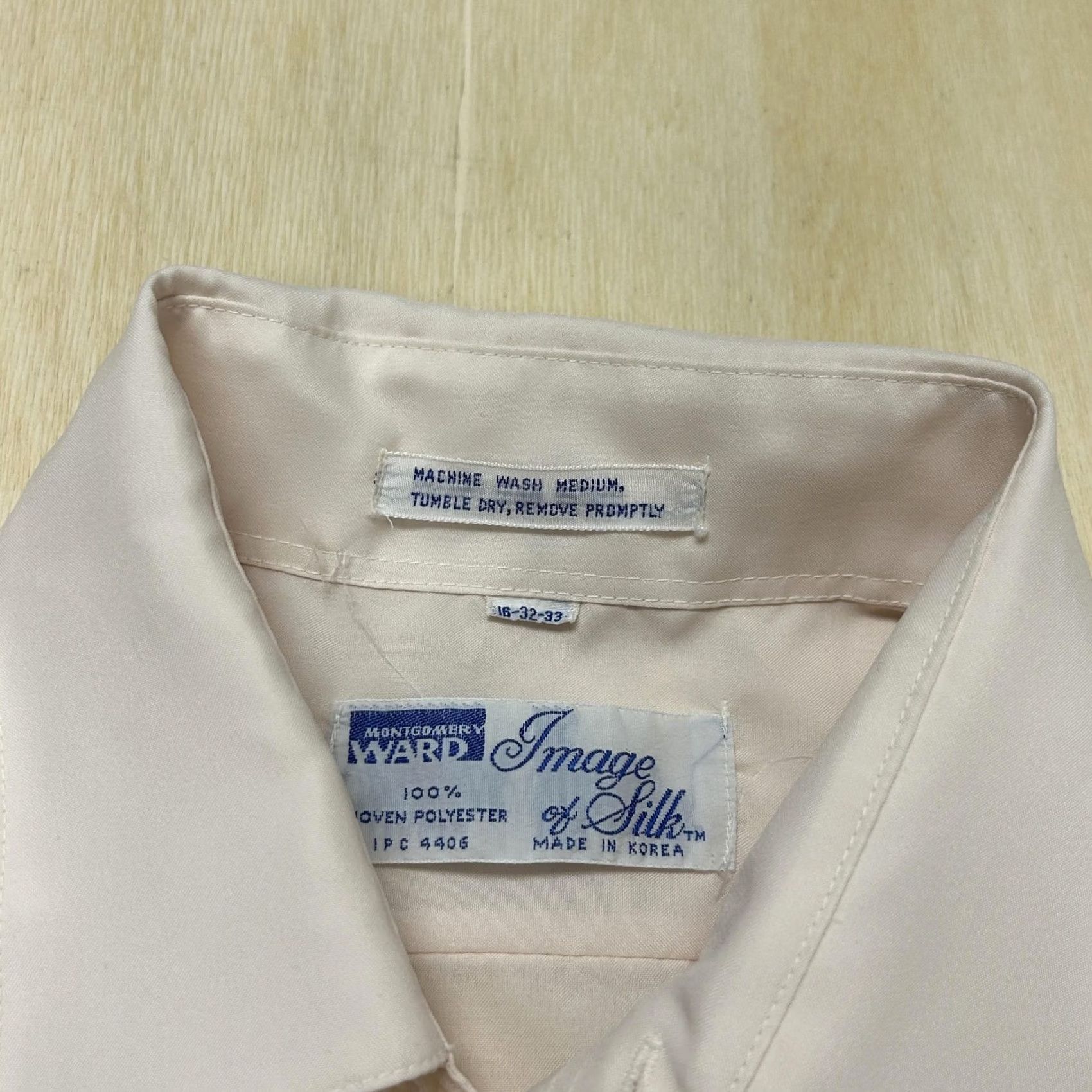 Vintage VINTAGE Montgomery Ward Dress Shirt Mens 16 32/33 White Image Of Silk 70s Size 42R - 3 Thumbnail