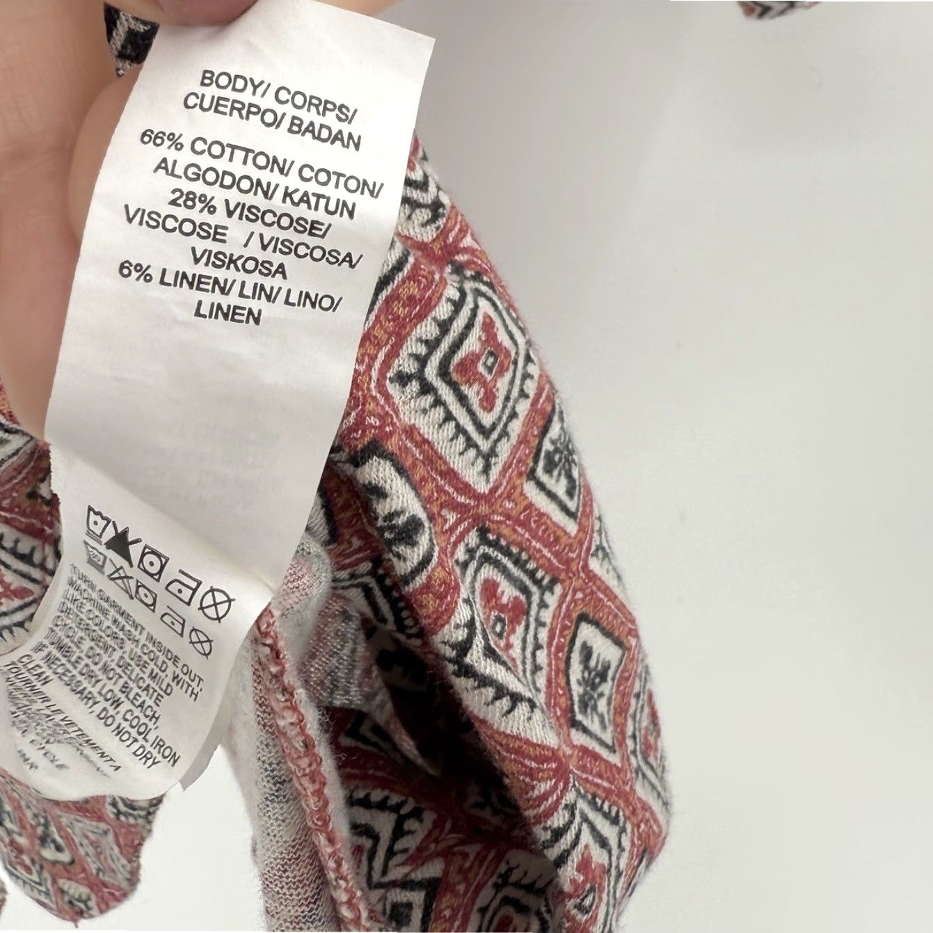 Lucky Brand Lucky Brand Blouse 1x Plus Size Diamond Pattern Boho Cotton Viscose Multicolor Round Neck Long Sleeve Pullover Casual Workwear Summer Fall Winter Size XL / US 12-14 / IT 48-50 - 7 Thumbnail