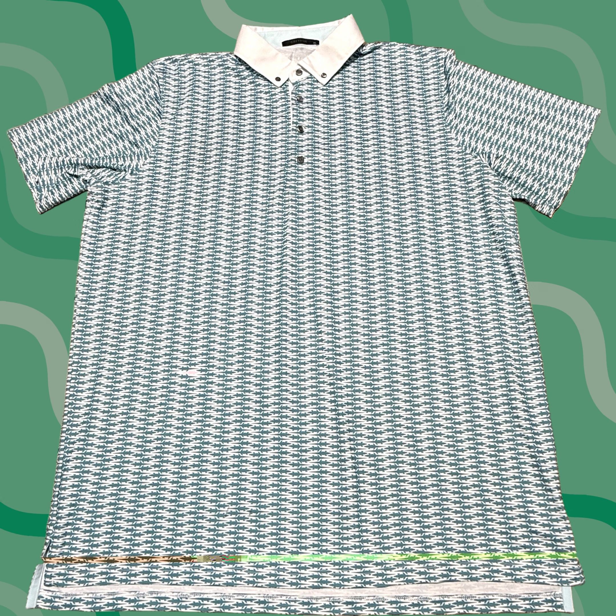 Vintage Greyson Polo Shirt Mens XL White Green Alligator All Over Print Golf Animal Print Wolf Logo Brand Polo Shirt Light Breathable Size US XL / EU 56 / 4 - 1 Thumbnail