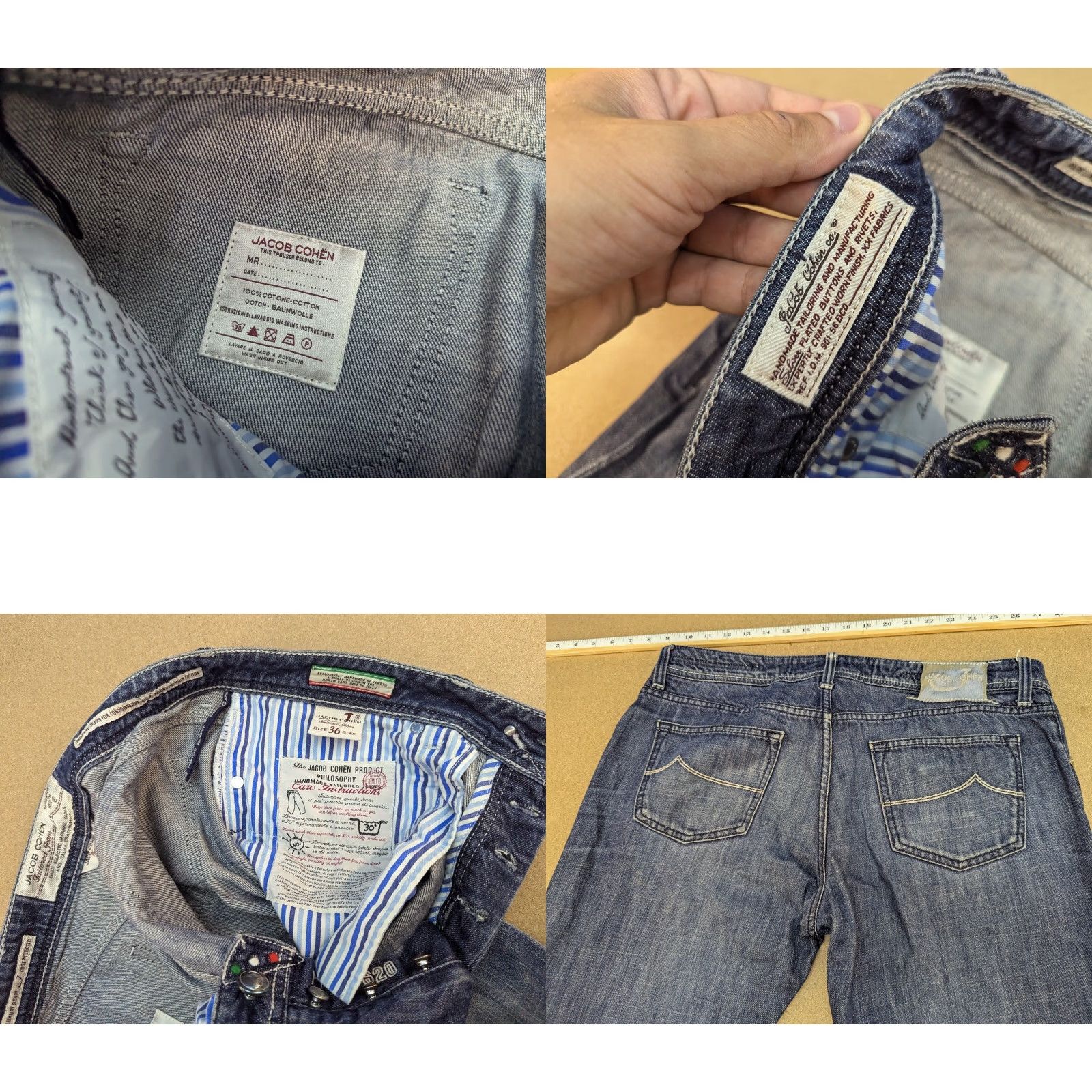 Jacob Cohen Jacob Cohen Jeans Mens Type 620 Blue W37 L29 Denim Buttony Fly Dark Wash Straight Size US 37 - 9 Thumbnail