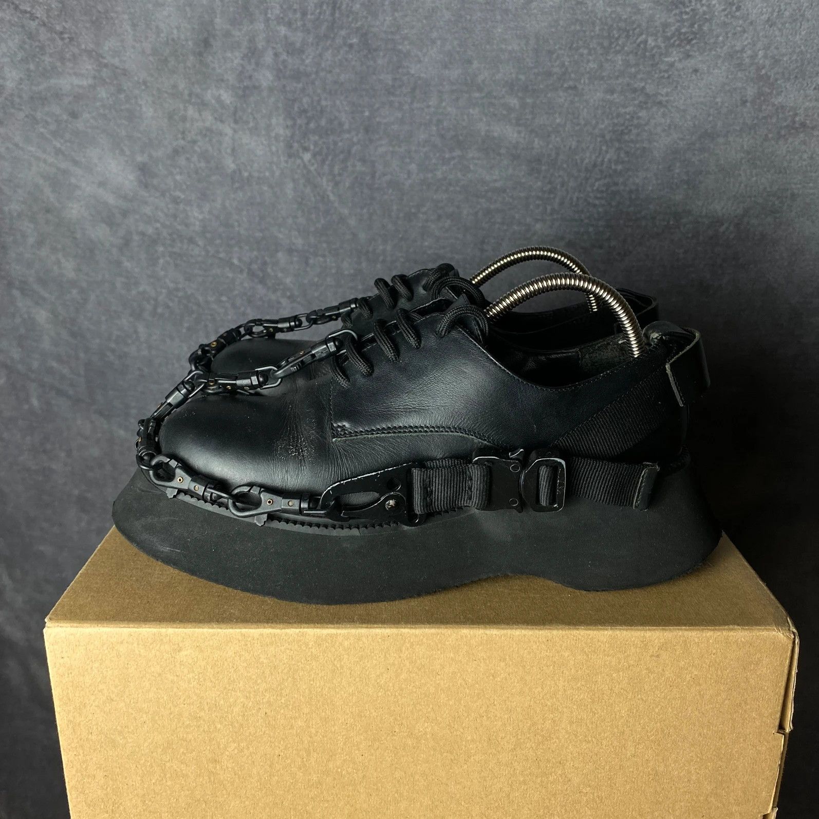 Designer Pink Punk Plank black rock shoes with chains Size US 7 / IT 37 - 2 Thumbnail