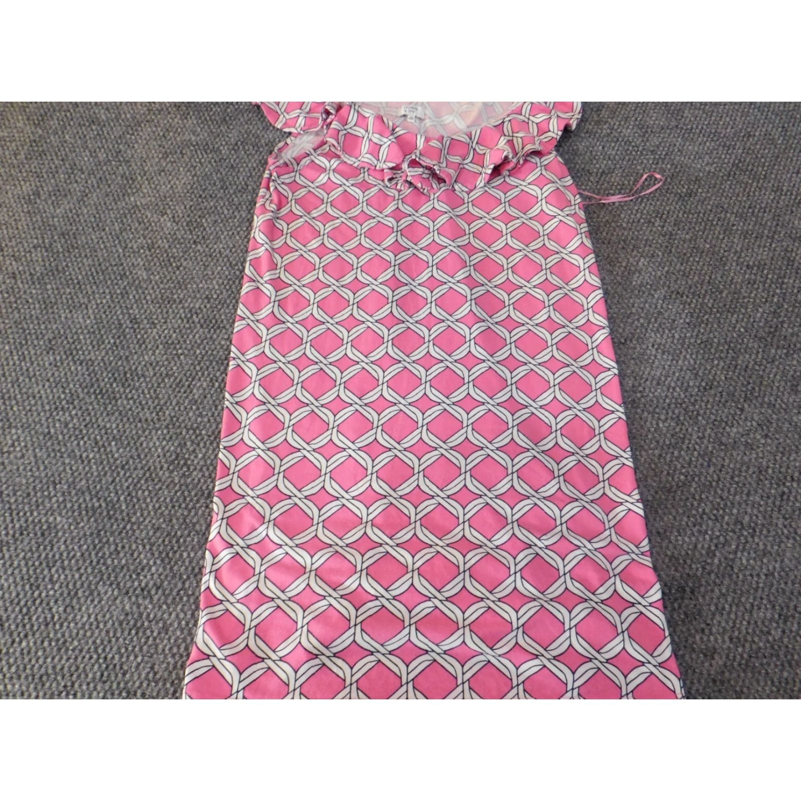 Vintage Crown & Ivy Dress A-Line Shirt Dress Sundress Cotton Pink Womens M Knee Length Casual Floral Pattern Plaid Sleeveless Crew Neck Zip Stretch Straps Size M / US 6-8 / IT 42-44 - 3 Thumbnail