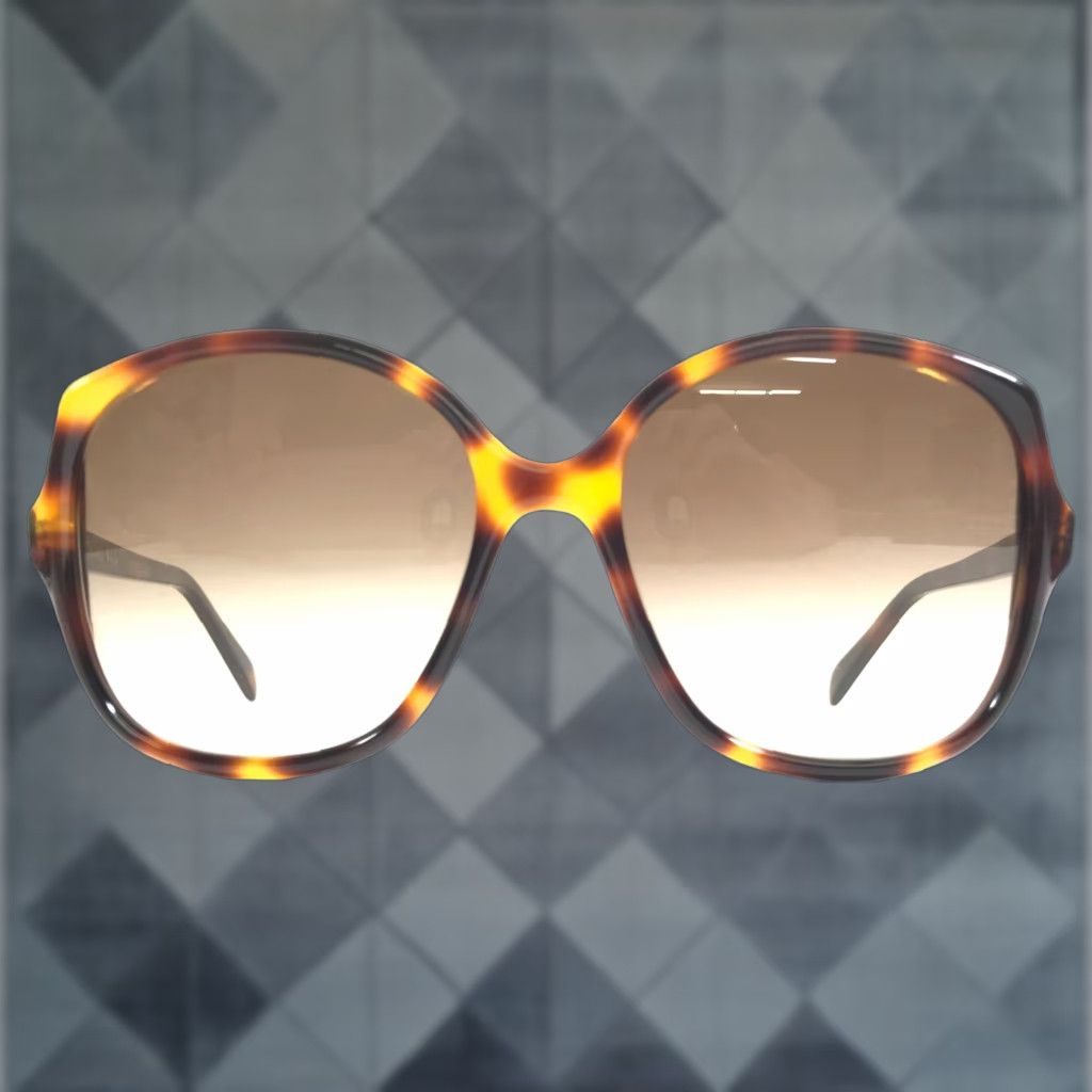 VINTAGE CELINE Designer Round Sunglasses Women Acetate Brown