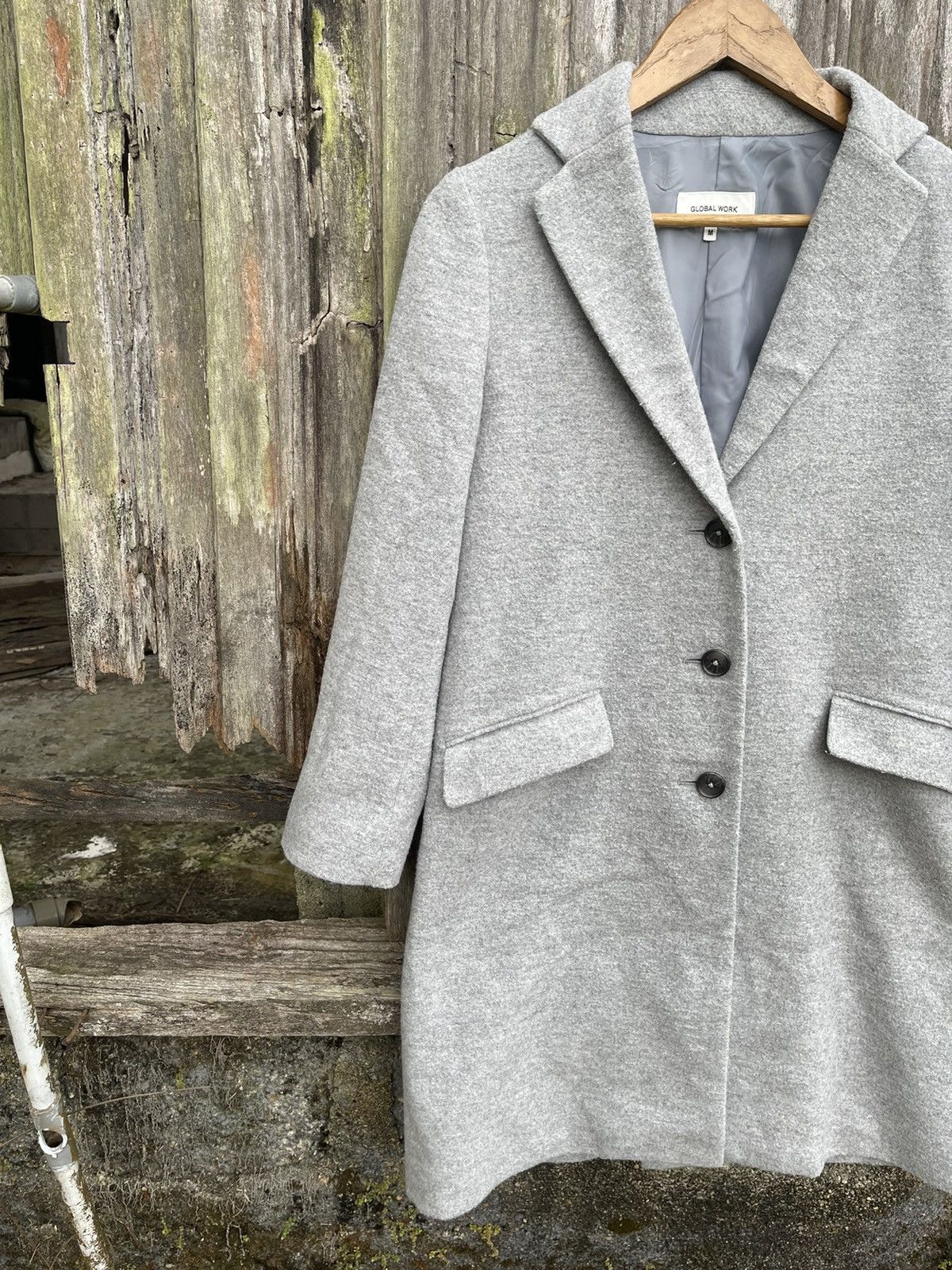 Global Work Global Work Grey Wool Blend Overcoat Classic Fit – Size M Size M / US 6-8 / IT 42-44 - 3 Thumbnail