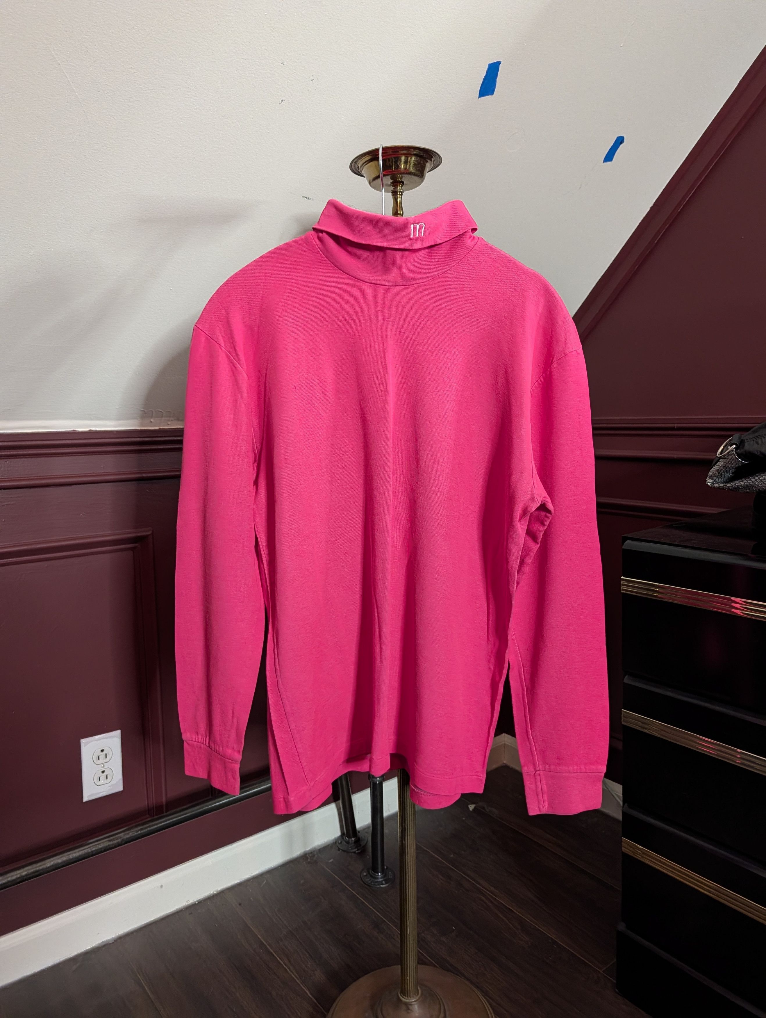 Vintage MASER Pink roll neck ribbed logo sweater 80s ski brand Size M / US 6-8 / IT 42-44 - 1 Thumbnail