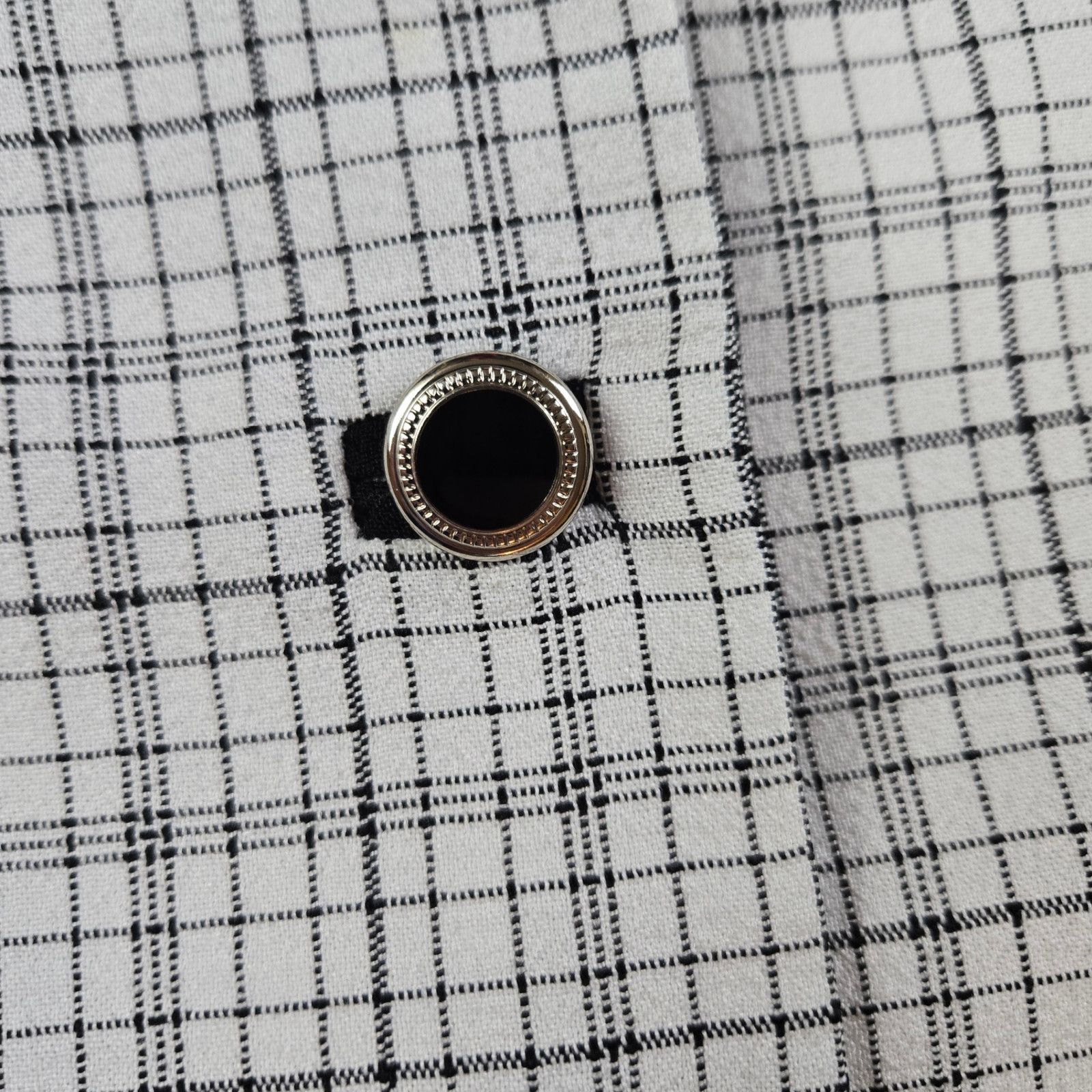 Vintage 90s White Black Graph Check Short Sleeve Blazer Size 8P Size M / US 6-8 / IT 42-44 - 5 Thumbnail