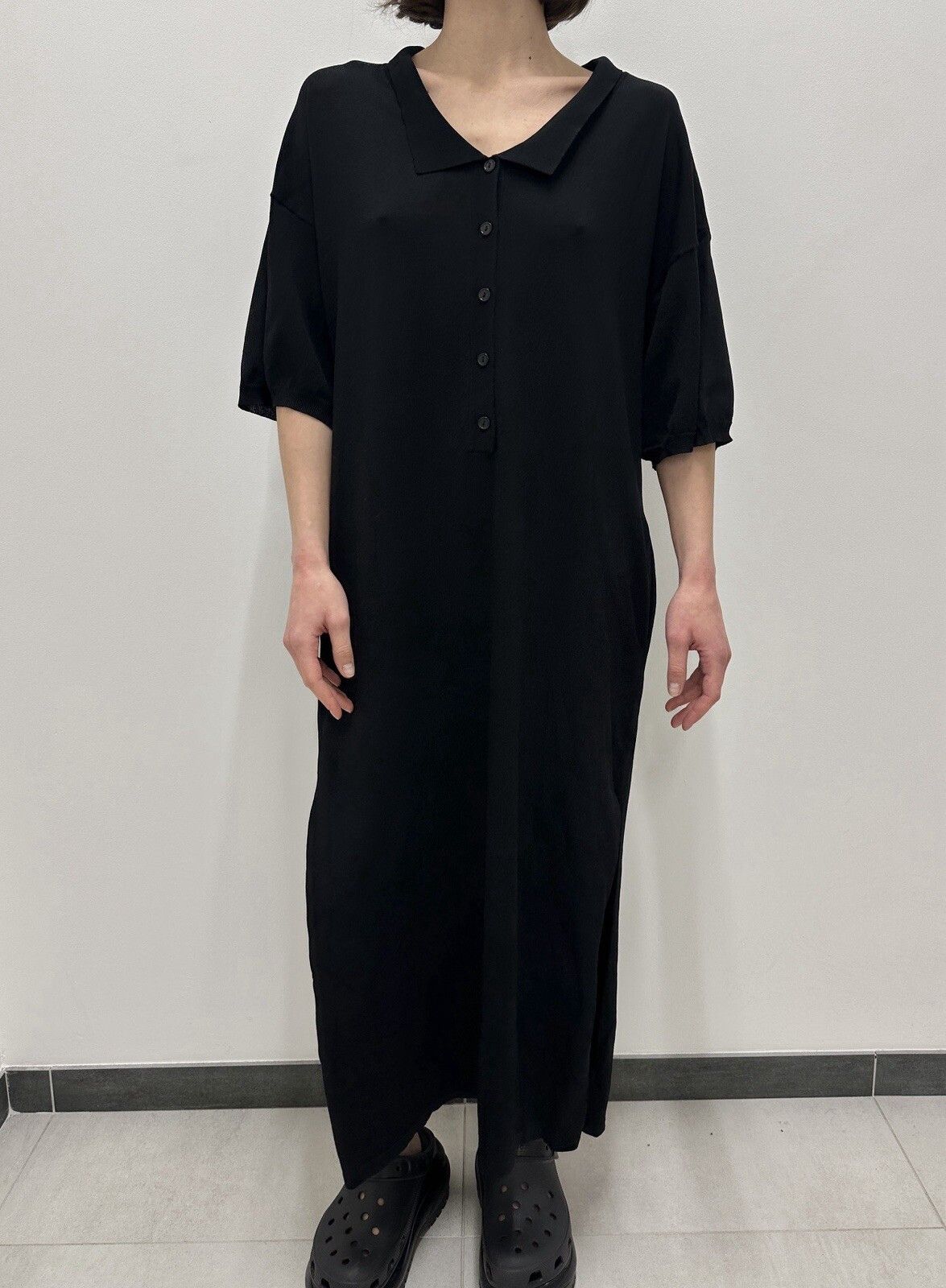 Toteme Toteme Belize Jersey Midi Knit Collared Rayon Dress Black Size S / US 4 / IT 40 - 7 Thumbnail