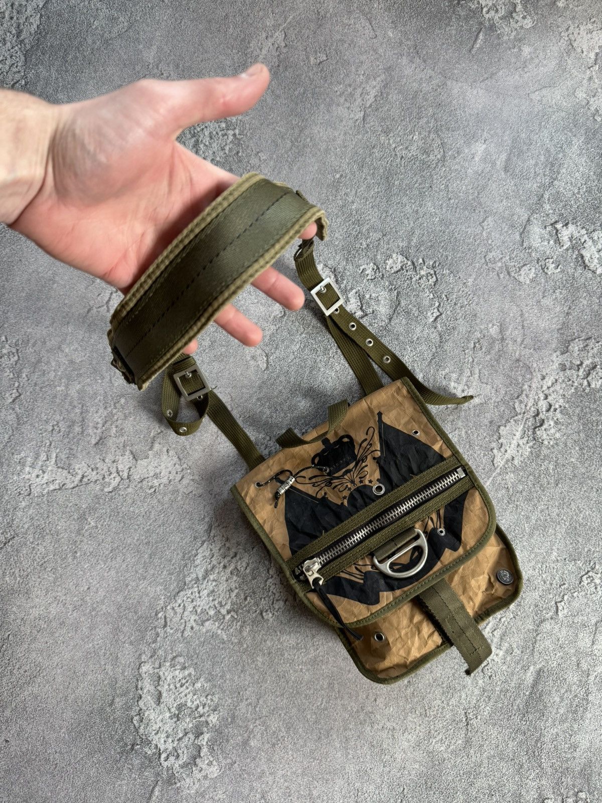 Diesel Y2K cargo military crossbody shoulder bag tactical