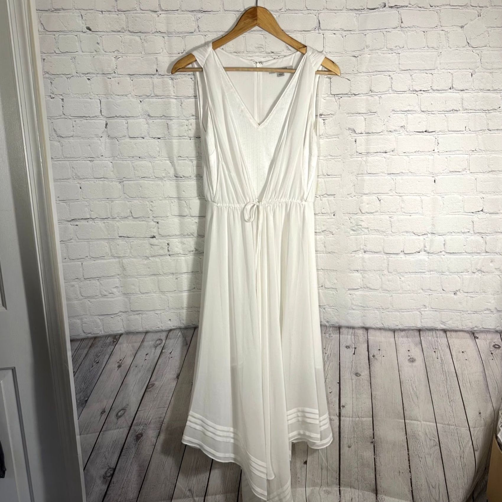 Allsaints AllSaints Celeste Dress White Sleeveless Midi V-Neck Handkerchief Hem Zipper A-Line Womens 4 Years Vintage: No Size S / US 4 / IT 40 - 2 Thumbnail