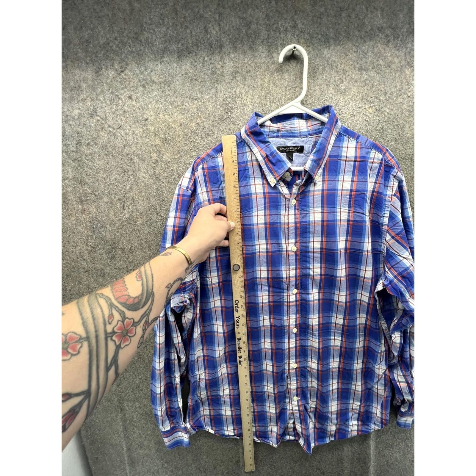 Banana Republic Banana Republic Shirt Mens XL Blue Plaid Long Sleeve Button Front Casual Woven Size US XL / EU 56 / 4 - 4 Thumbnail