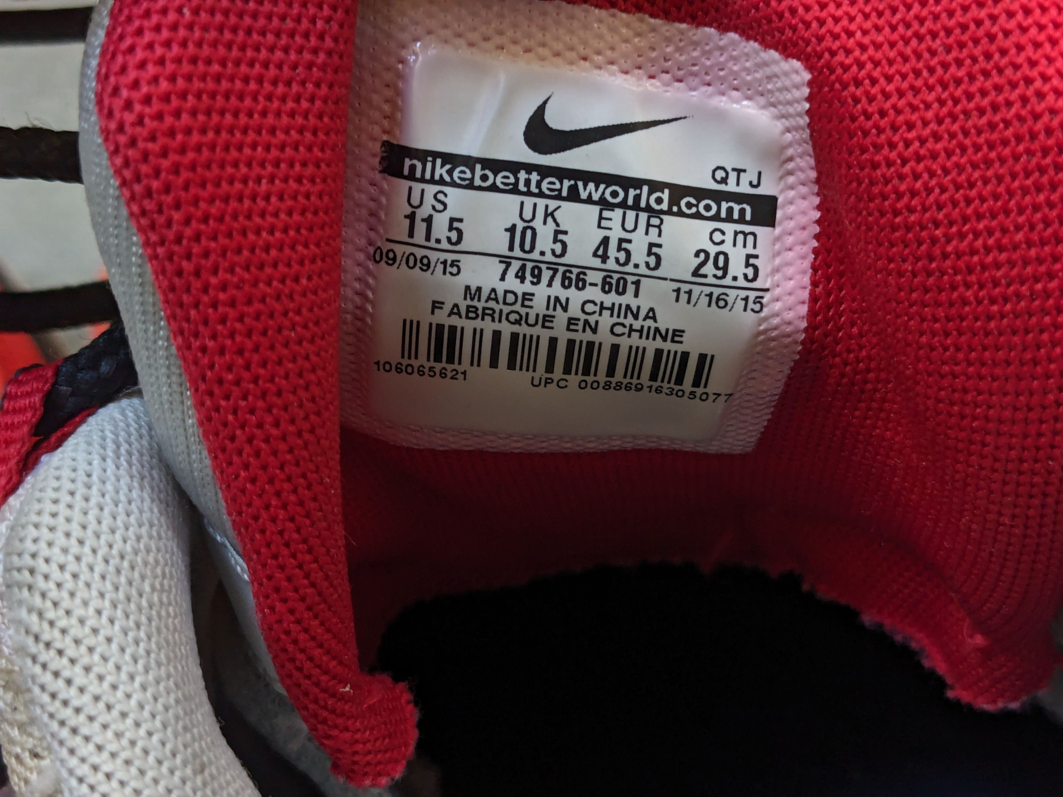Nike Nike Air Max 95 White Red Gray 11.5 749766-601 Size US 11.5 / EU 44-45 - 7 Thumbnail