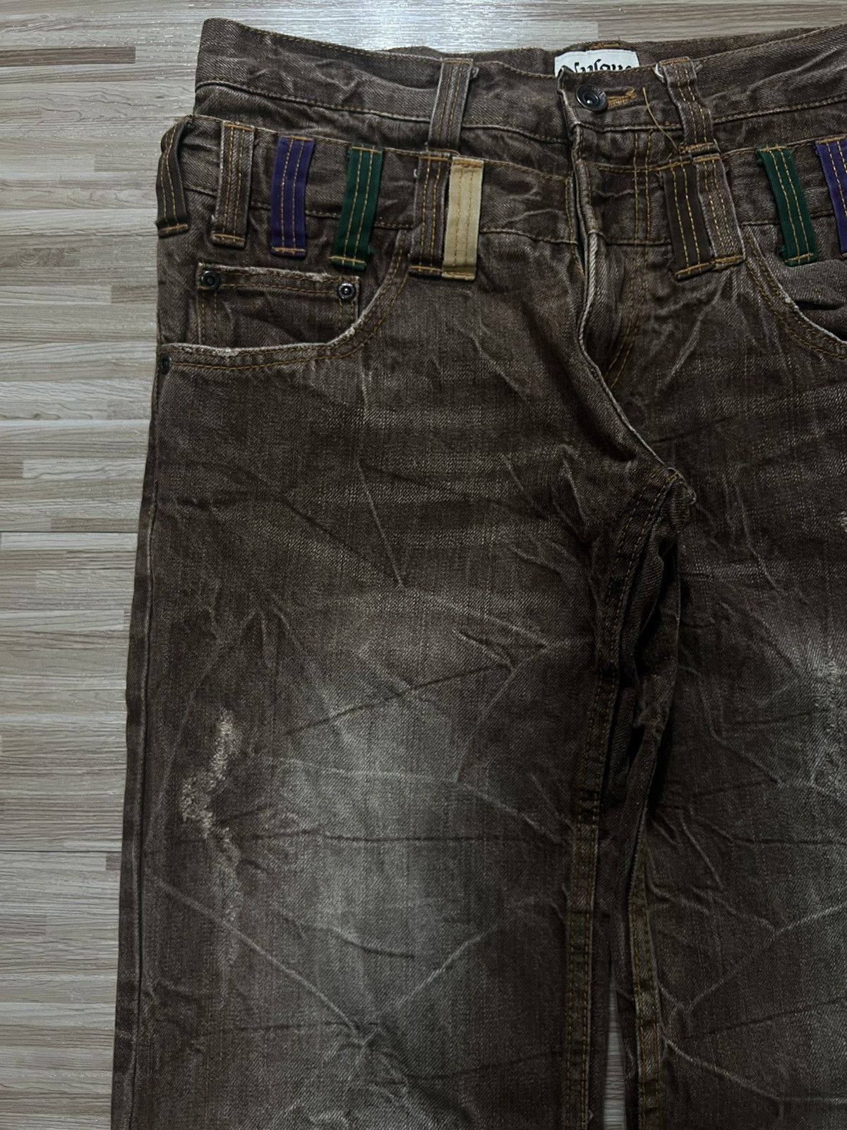 Japanese Brand × Seditionaries 💥INSANE 90s DOUBLE WAIST NYLAUS MUDWASH JEANS 💥 Size US 29 - 3 Thumbnail