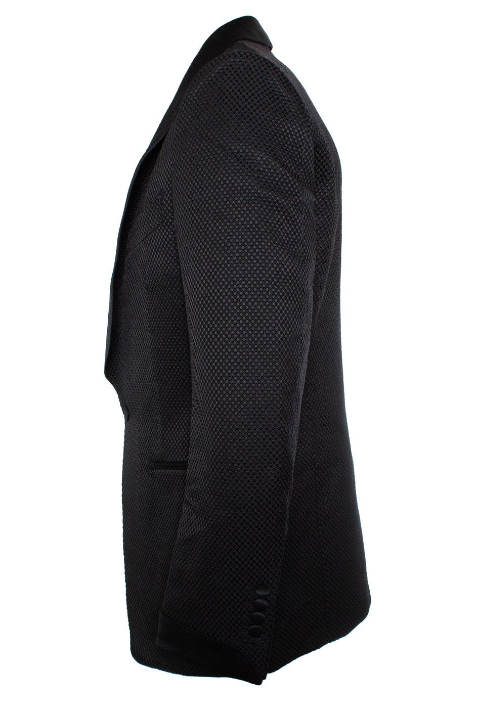 Tom Ford Tom Ford, Black Shelton perforated tuxedo jacket Size 52R - 2 Thumbnail