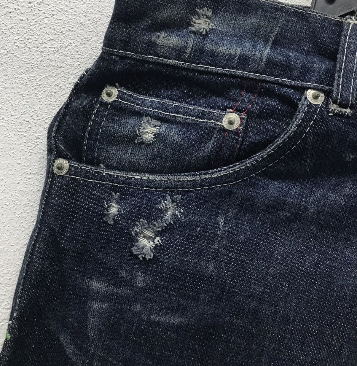 Handmade × Vintage Vintage Hand Made By Buddhist Punk Denim Pants Size US 29 - 5 Thumbnail
