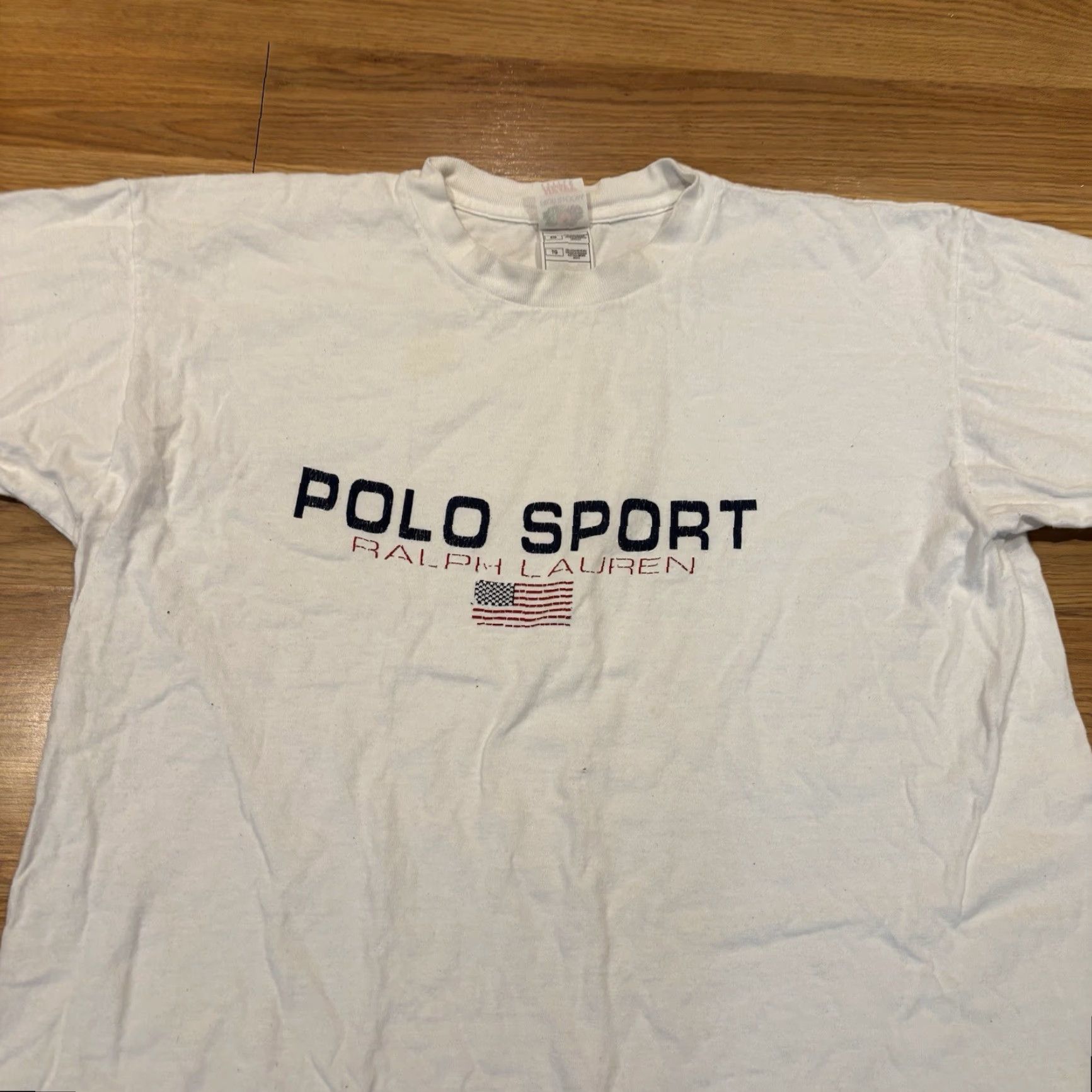 Ralph Lauren VINTAGE Ralph Lauren Polo Sport White T-Shirt Spellout Logo USA Flag 90s Mens XL Short Sleeve Crew Neck Graphic Print Size US XL / EU 56 / 4 - 6 Thumbnail