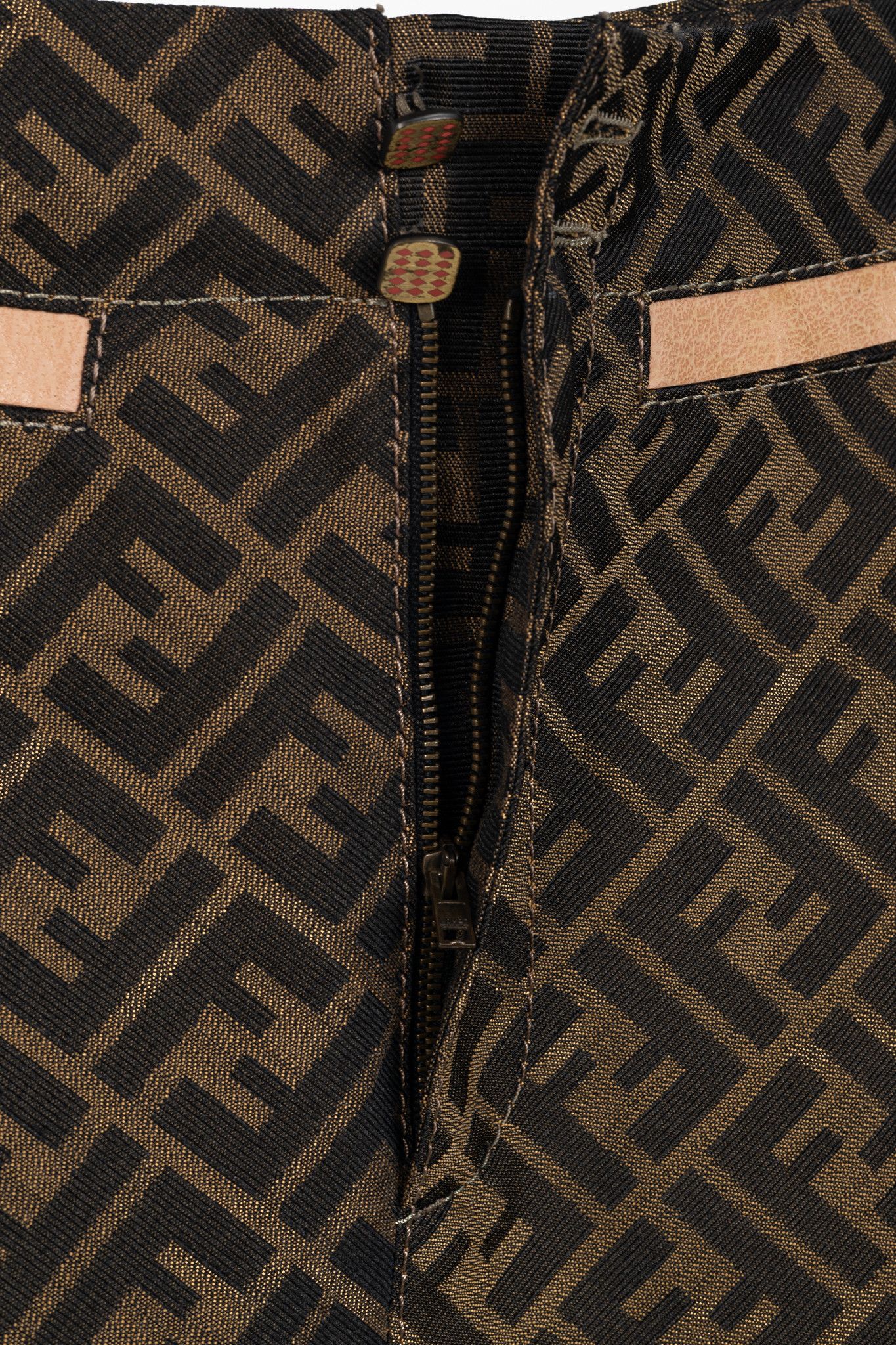 Fendi Fendi Brown Zucca-Monogram Leather-Trim Pencil Skirt Size 27" / US 4 / IT 40 - 8 Thumbnail